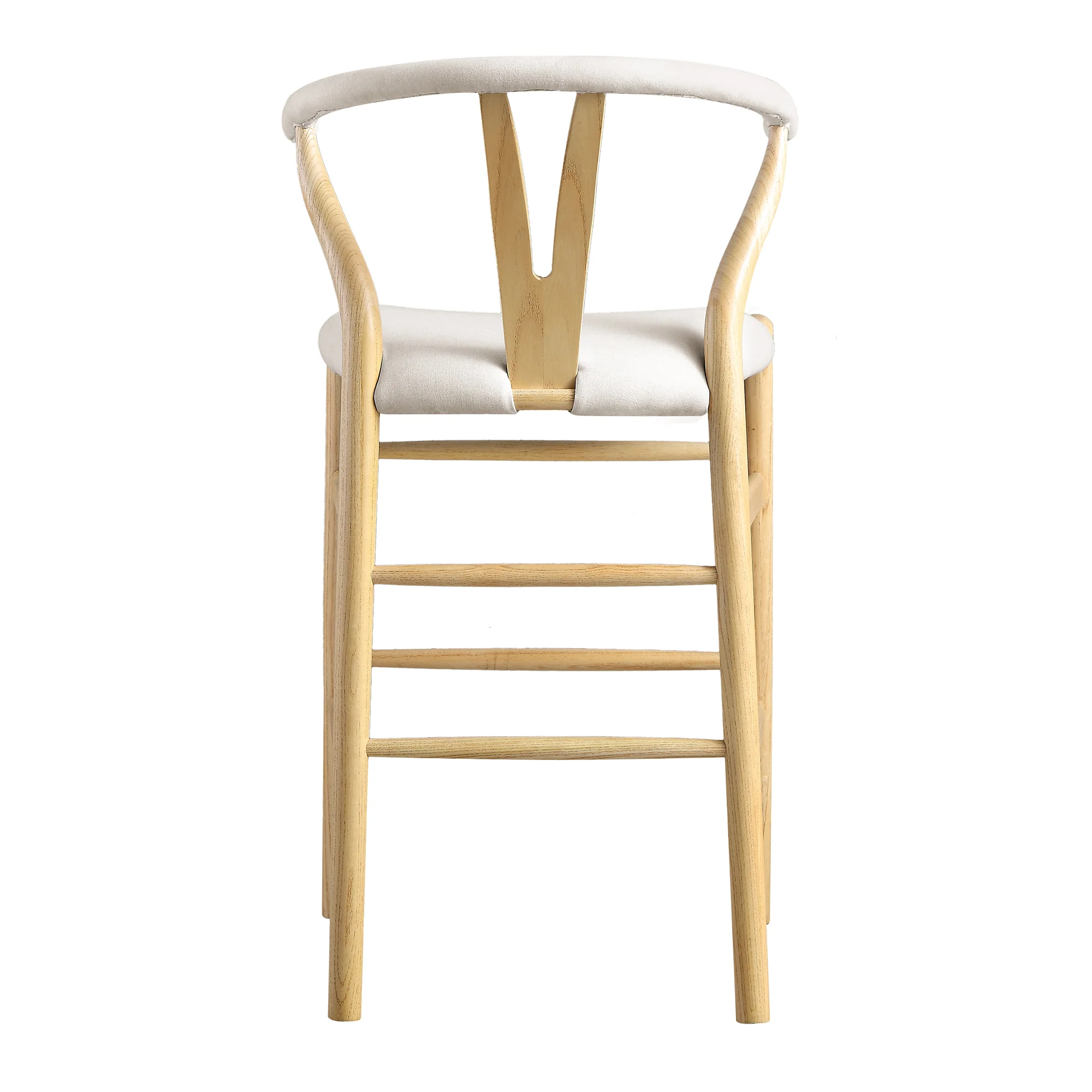 Hansel Upholstered Counter Stool, Beige Fabric and Natural Frame - Image 7