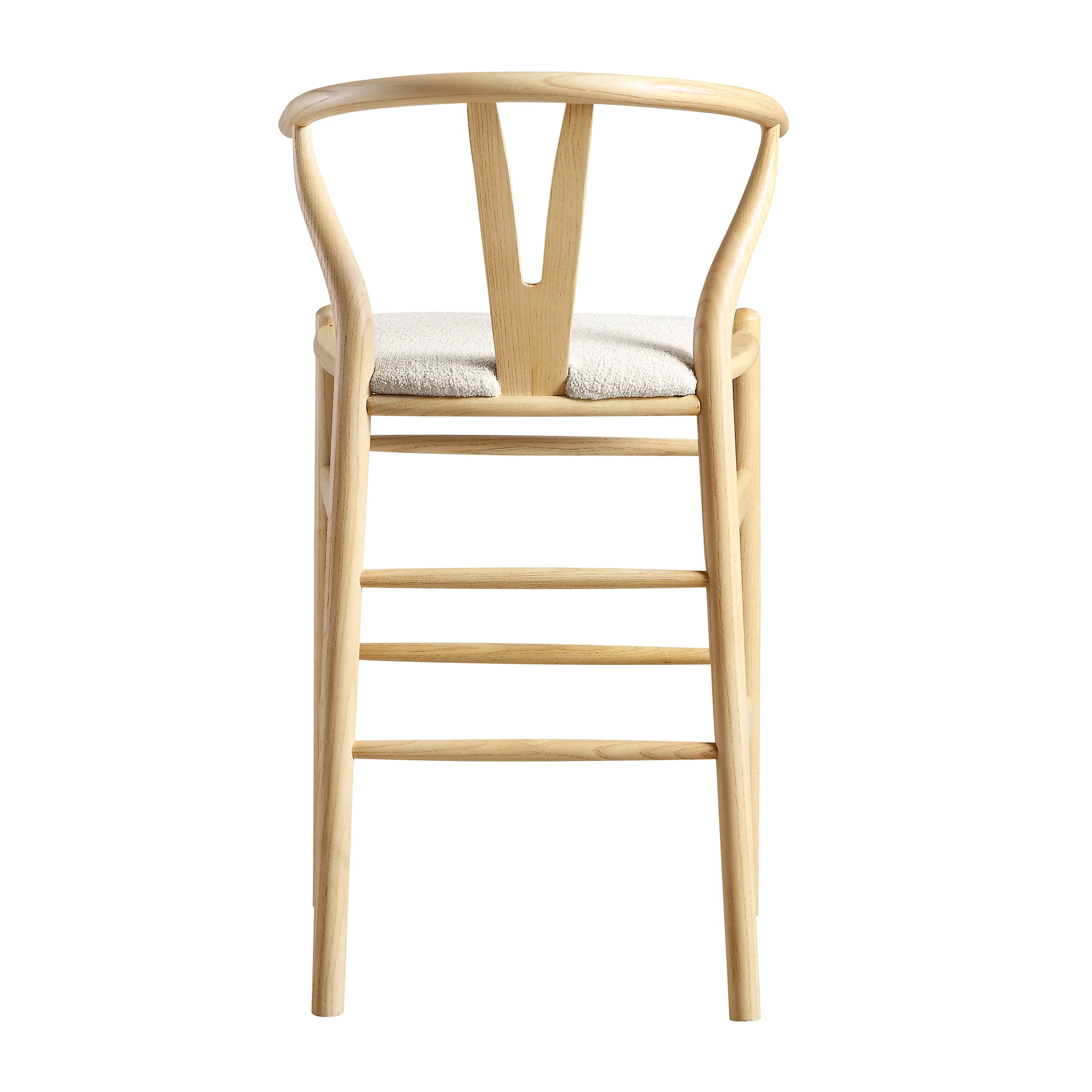 Hansel Upholstered Counter Stool, Ivory White Boucle and Natural Frame - Image 7