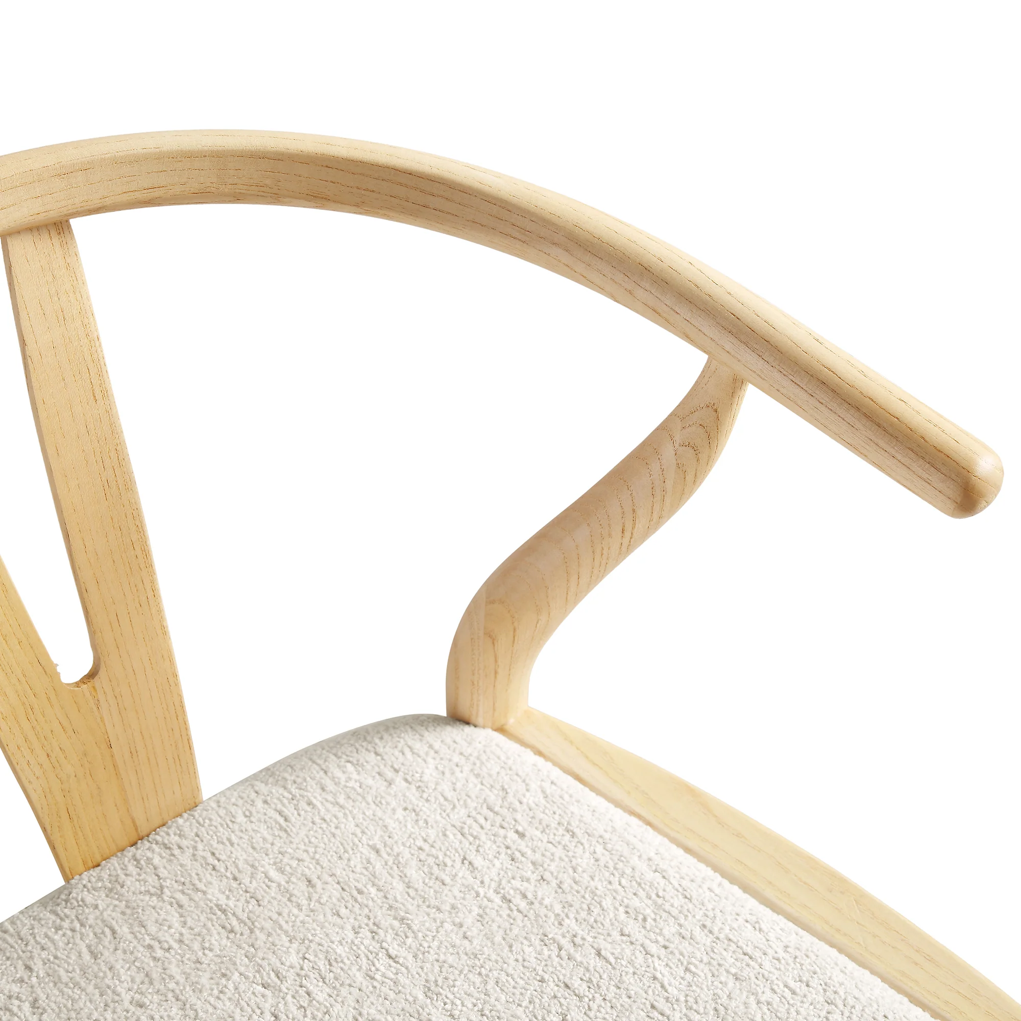Hansel Upholstered Counter Stool, Ivory White Boucle and Natural Frame - Image 8