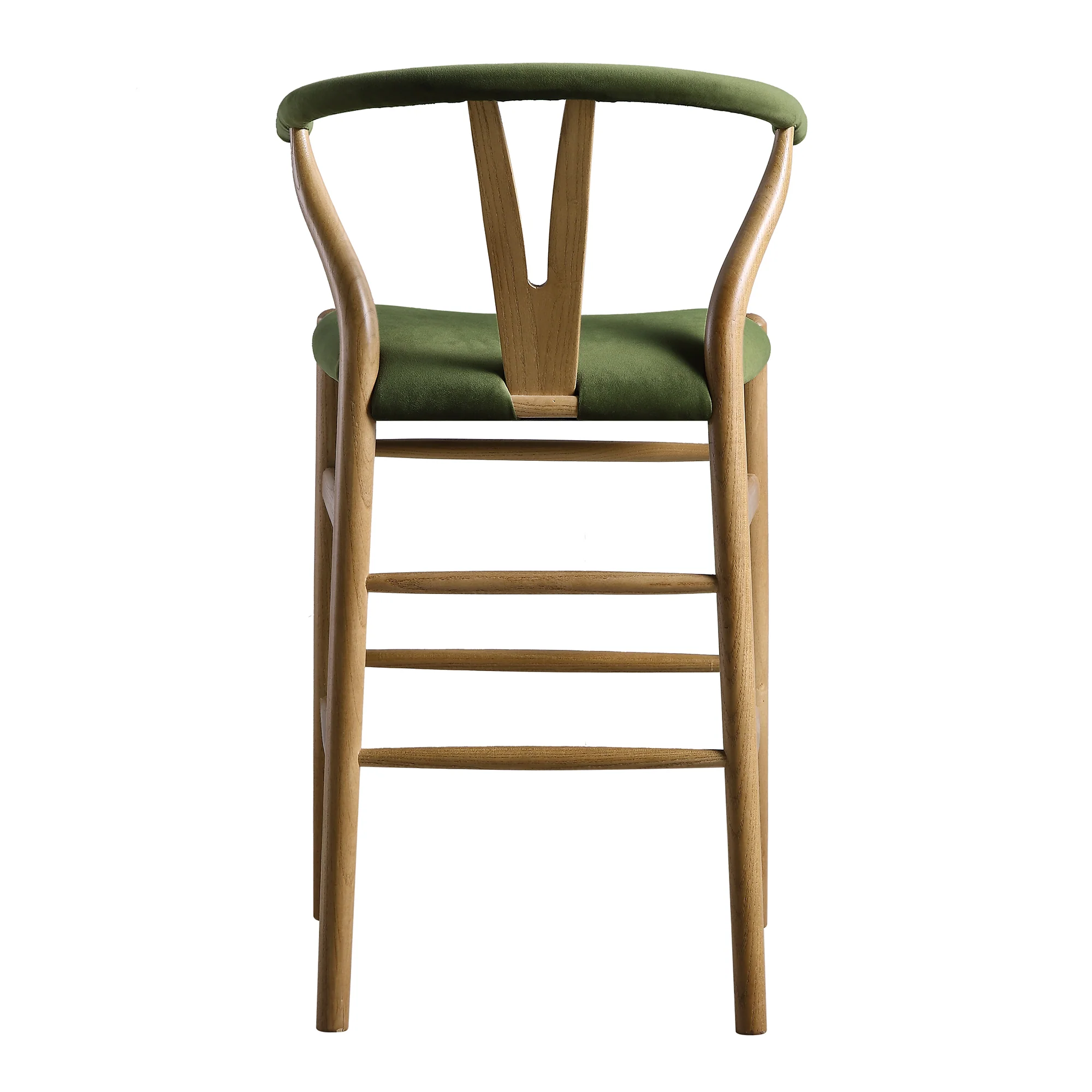 Hansel Upholstered Counter Stool, Moss Green Velvet and Light Walnut Frame - Image 10
