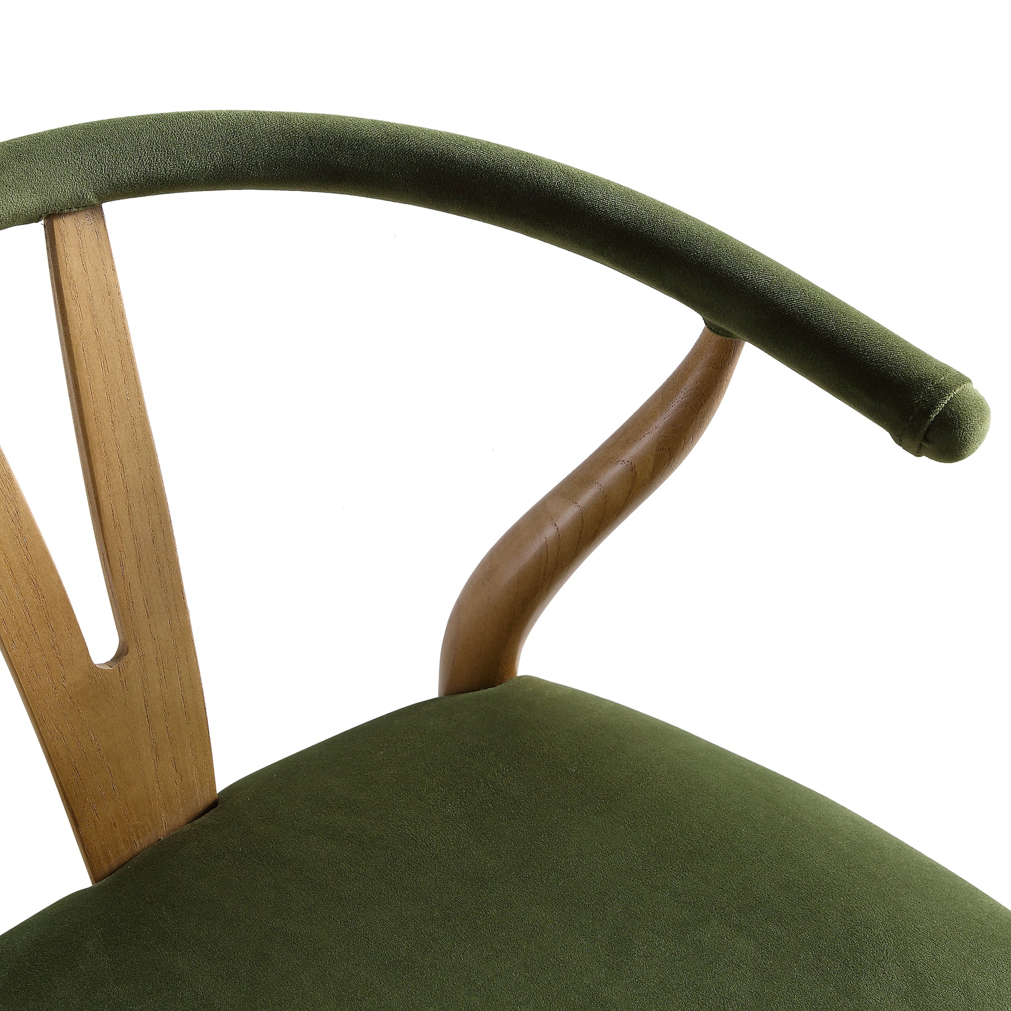 Hansel Upholstered Counter Stool, Moss Green Velvet and Light Walnut Frame - Image 11