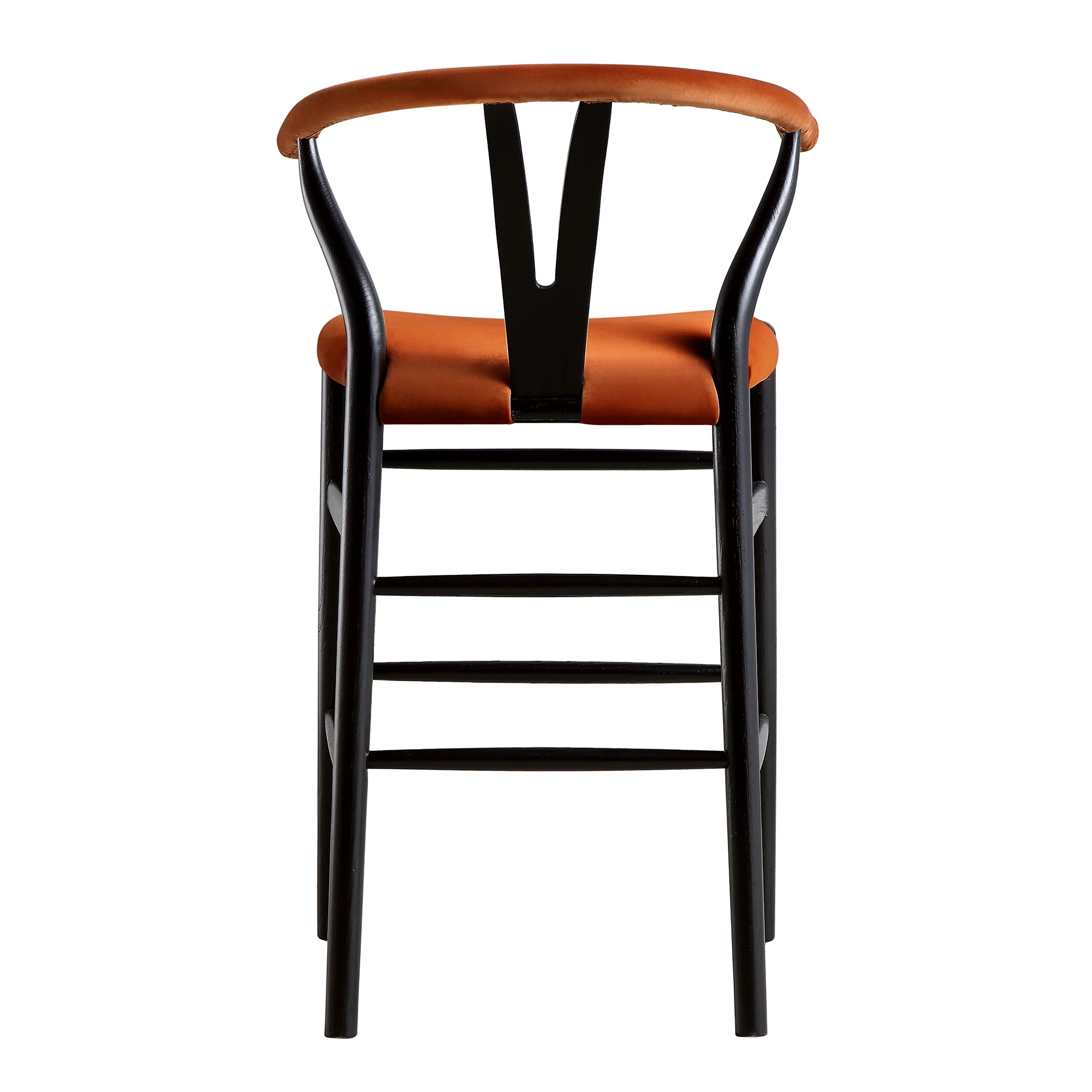 Hansel Upholstered Counter Stool, Rust Velvet and Black Frame - Image 11