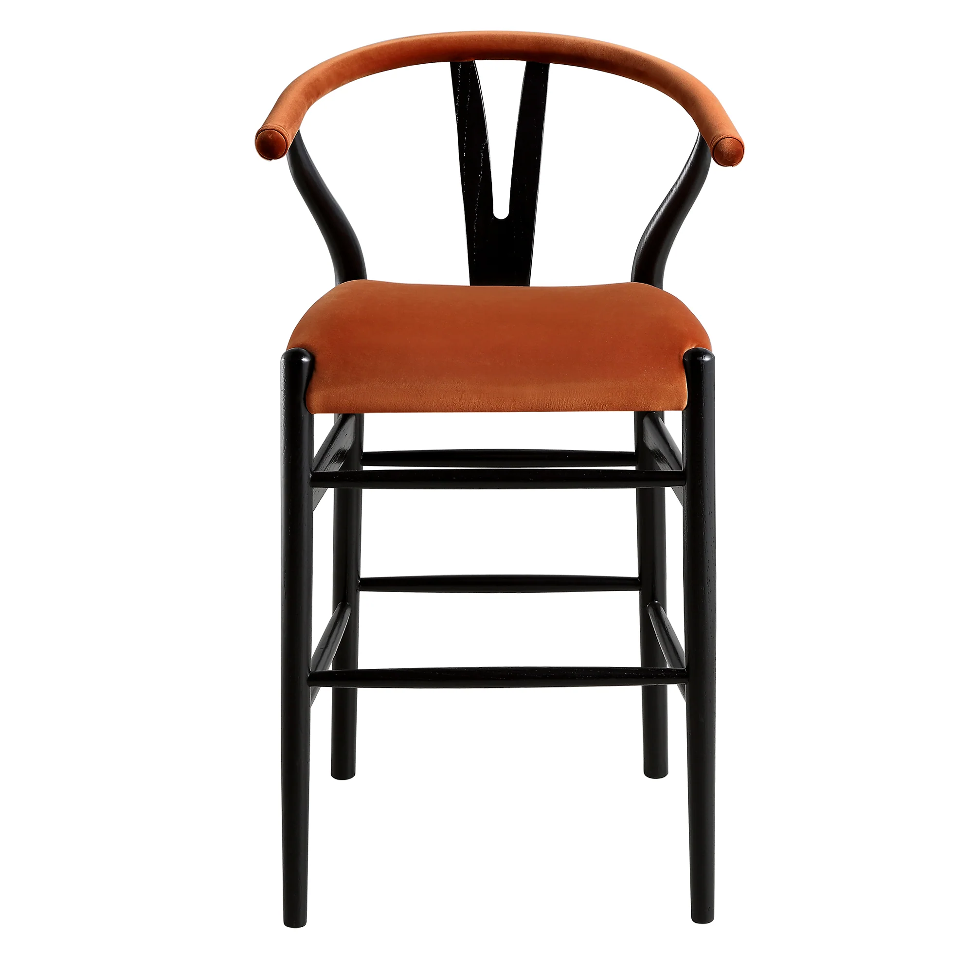 Hansel Upholstered Counter Stool, Rust Velvet and Black Frame - Image 5