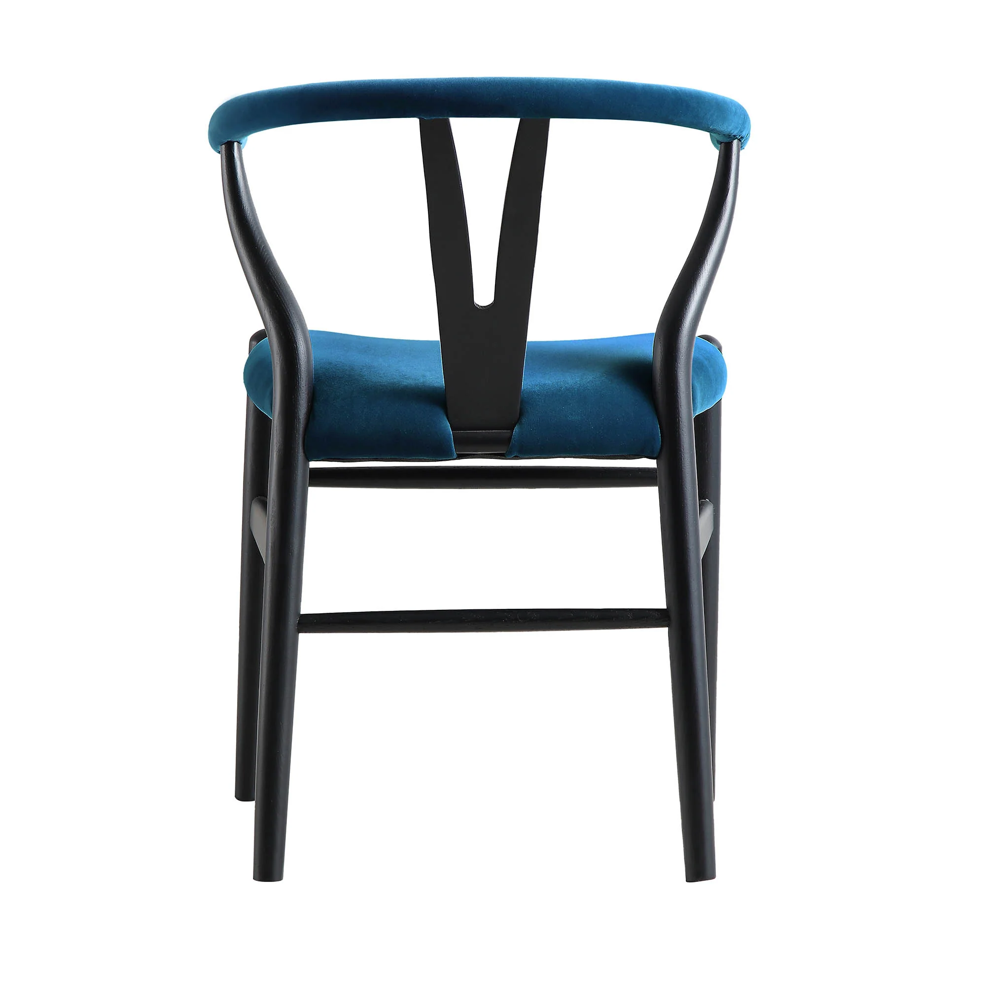 Hansel Upholstered Padded Dining Chair, Blue Velvet and Black Frame - Image 9