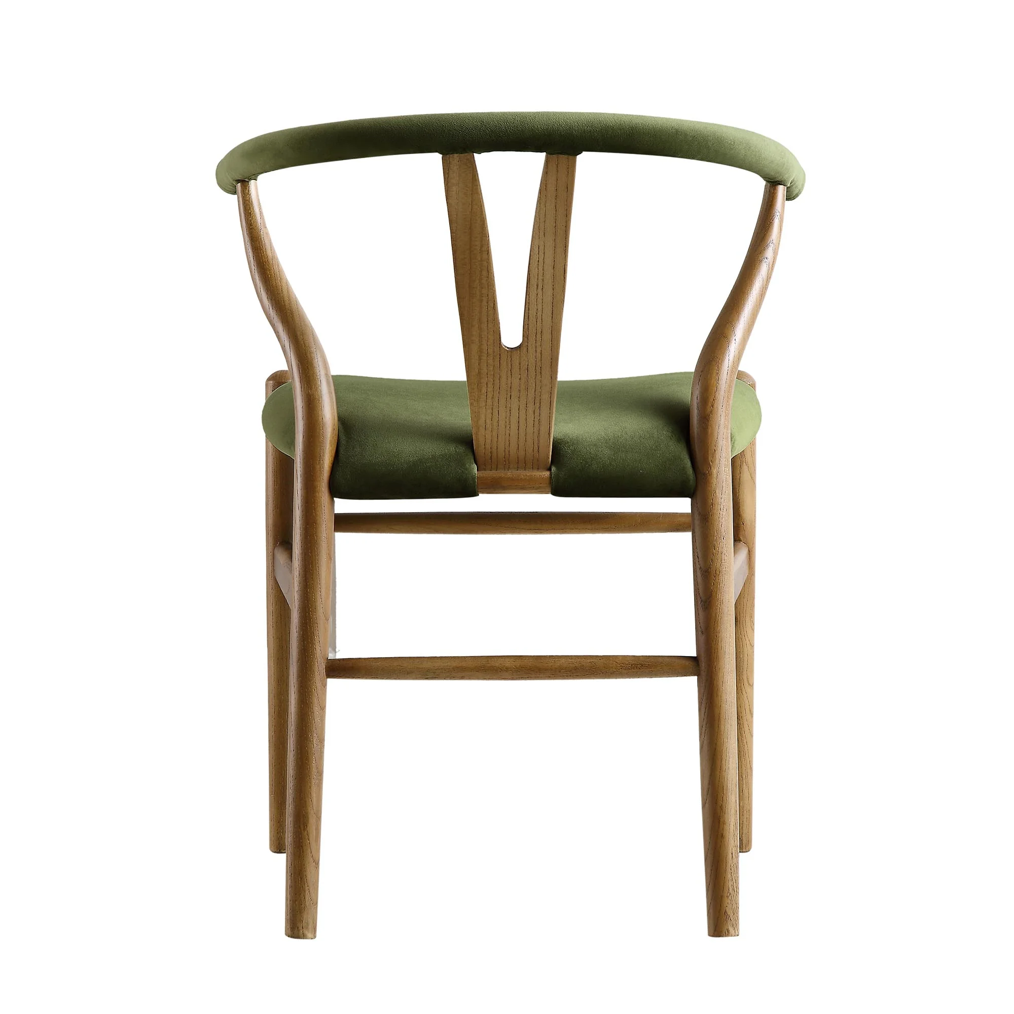 Hansel Upholstered Padded Dining Chair, Moss Green Velvet and Light Walnut Frame - Image 8