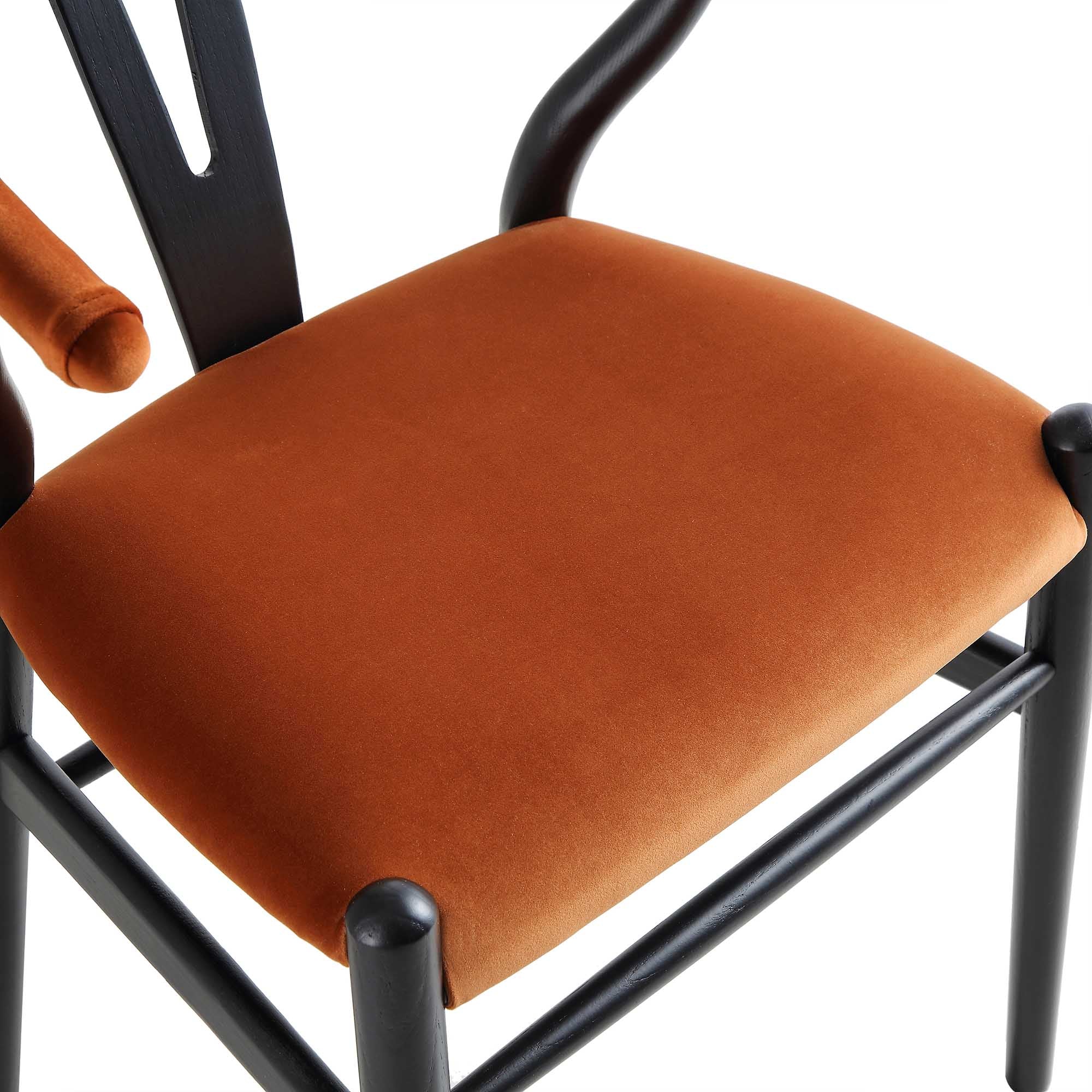 Hansel Upholstered Padded Dining Chair, Rust Velvet and Black Frame - Image 11