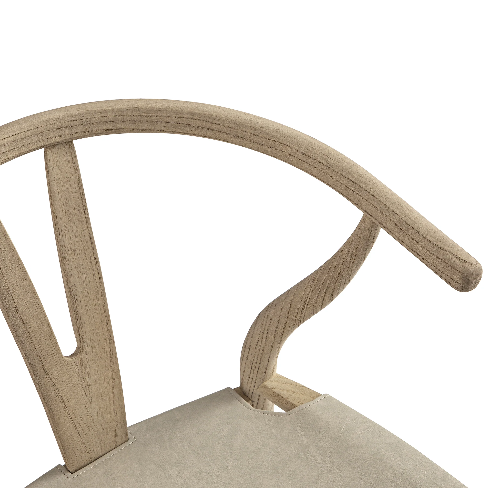 Hansel Dining Chair, Weathered Elm Frame with Light Grey Faux Leather Seat - Image 12