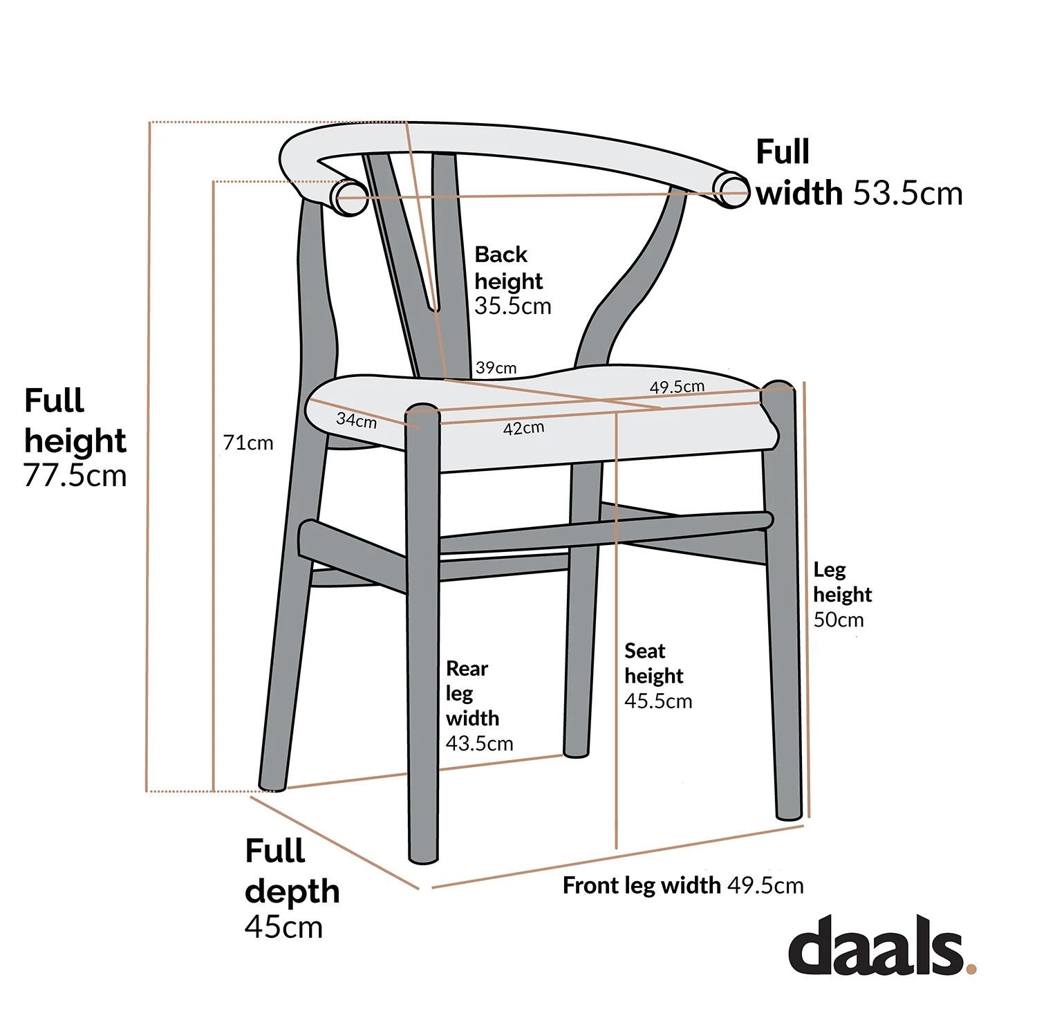 Hansel Dining Chair, Weathered Elm Frame with Light Grey Faux Leather Seat - Image 6