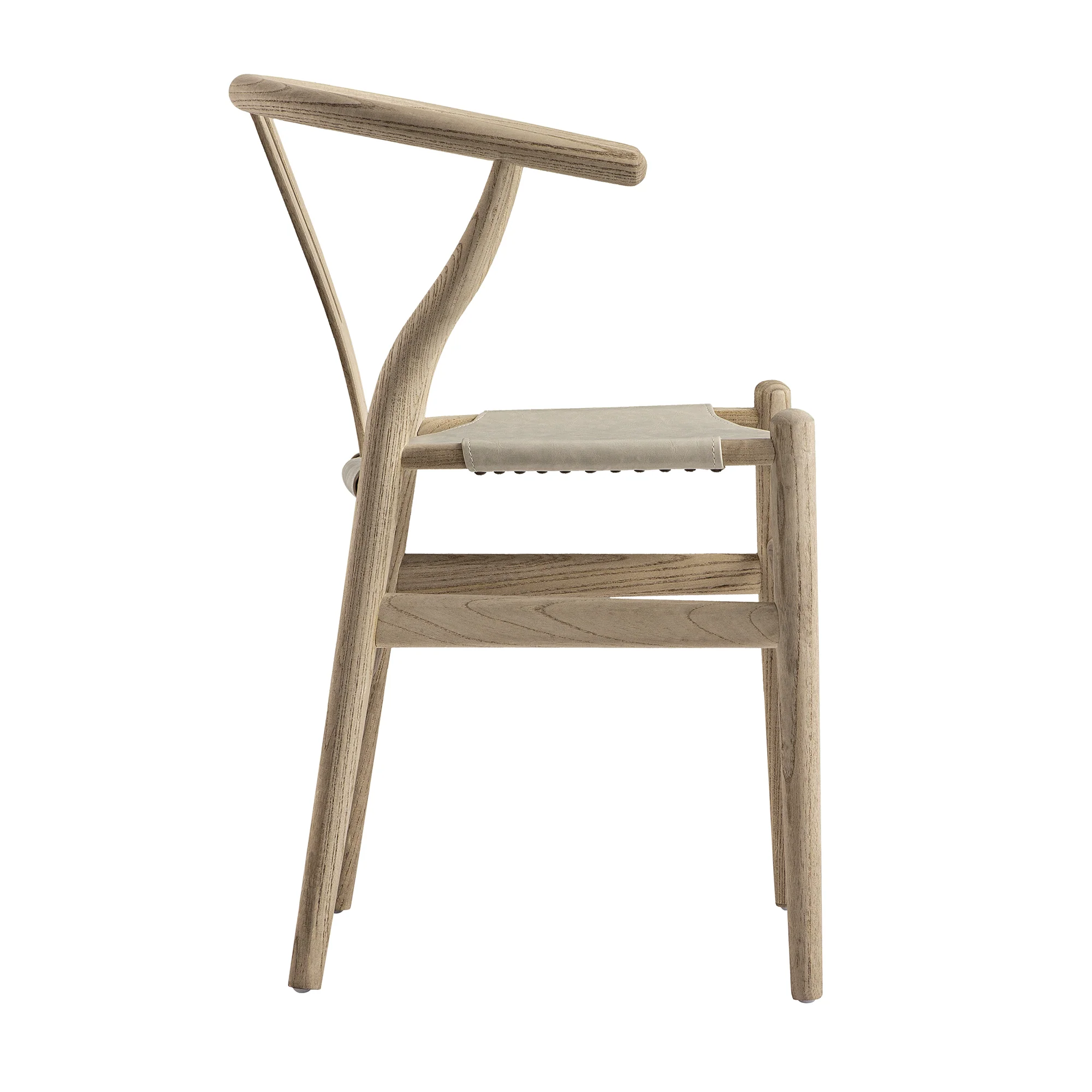 Hansel Dining Chair, Weathered Elm Frame with Light Grey Faux Leather Seat - Image 8