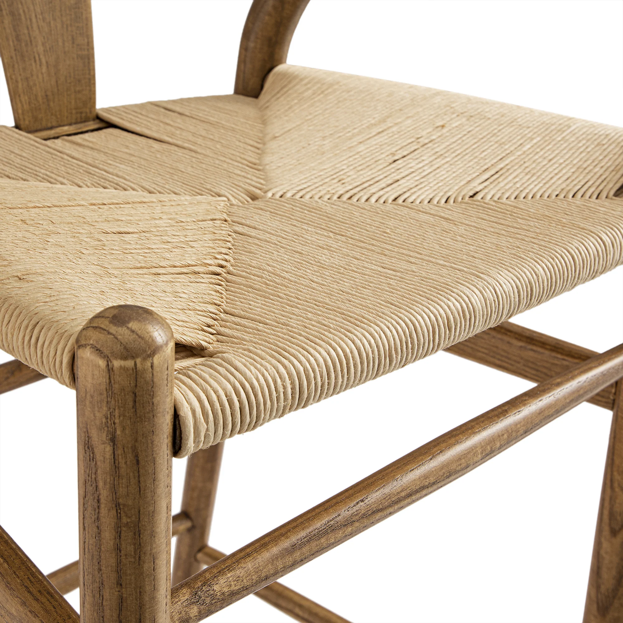 Hansel Wooden Natural Weave Bar Stool, Light Walnut Colour Frame - Image 10