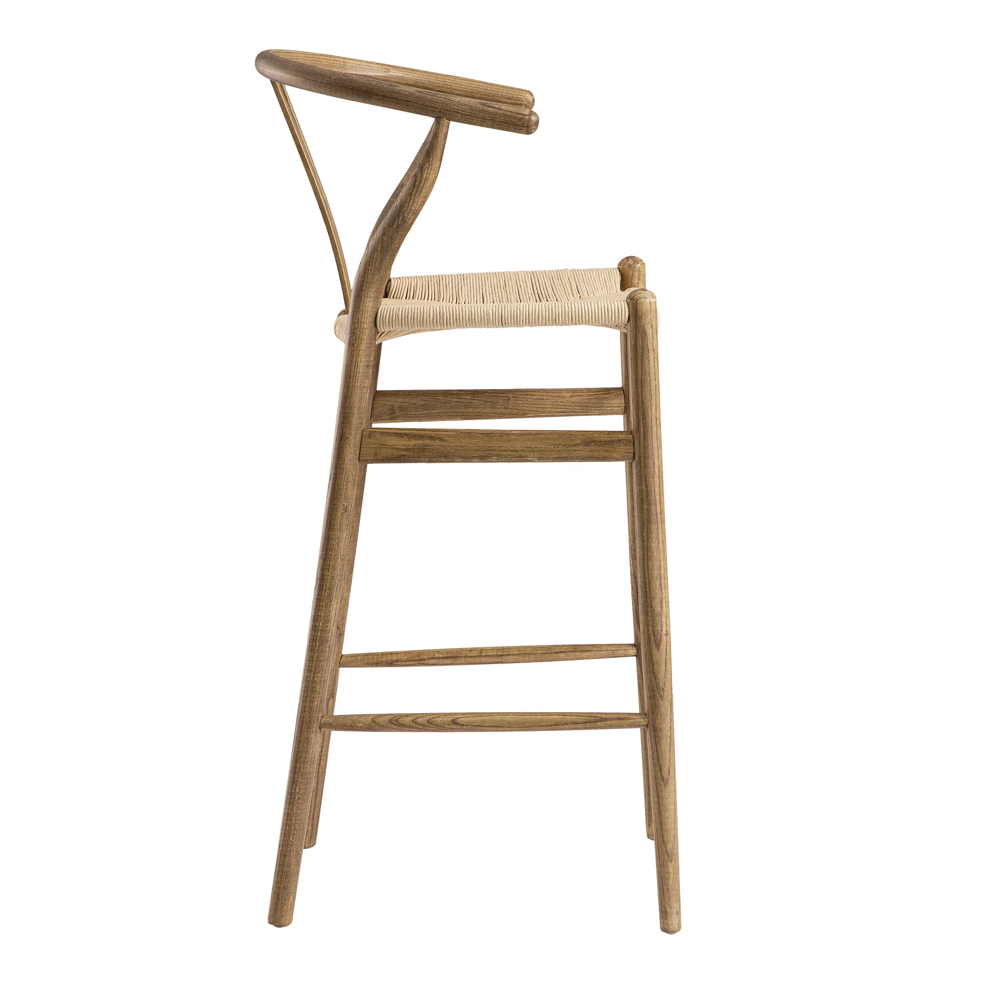 Hansel Wooden Natural Weave Bar Stool, Light Walnut Colour Frame - Image 5