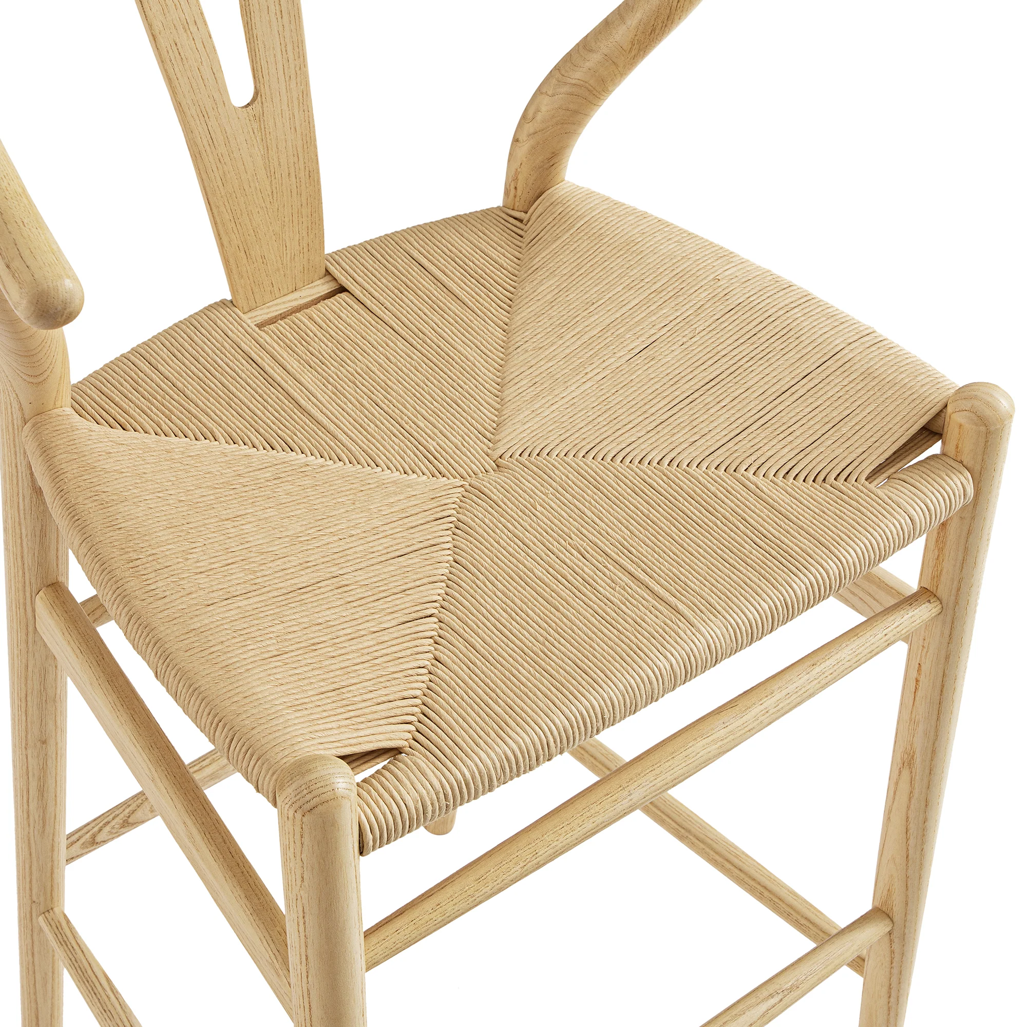 Hansel Wooden Natural Weave Bar Stool, Natural Frame - Image 8