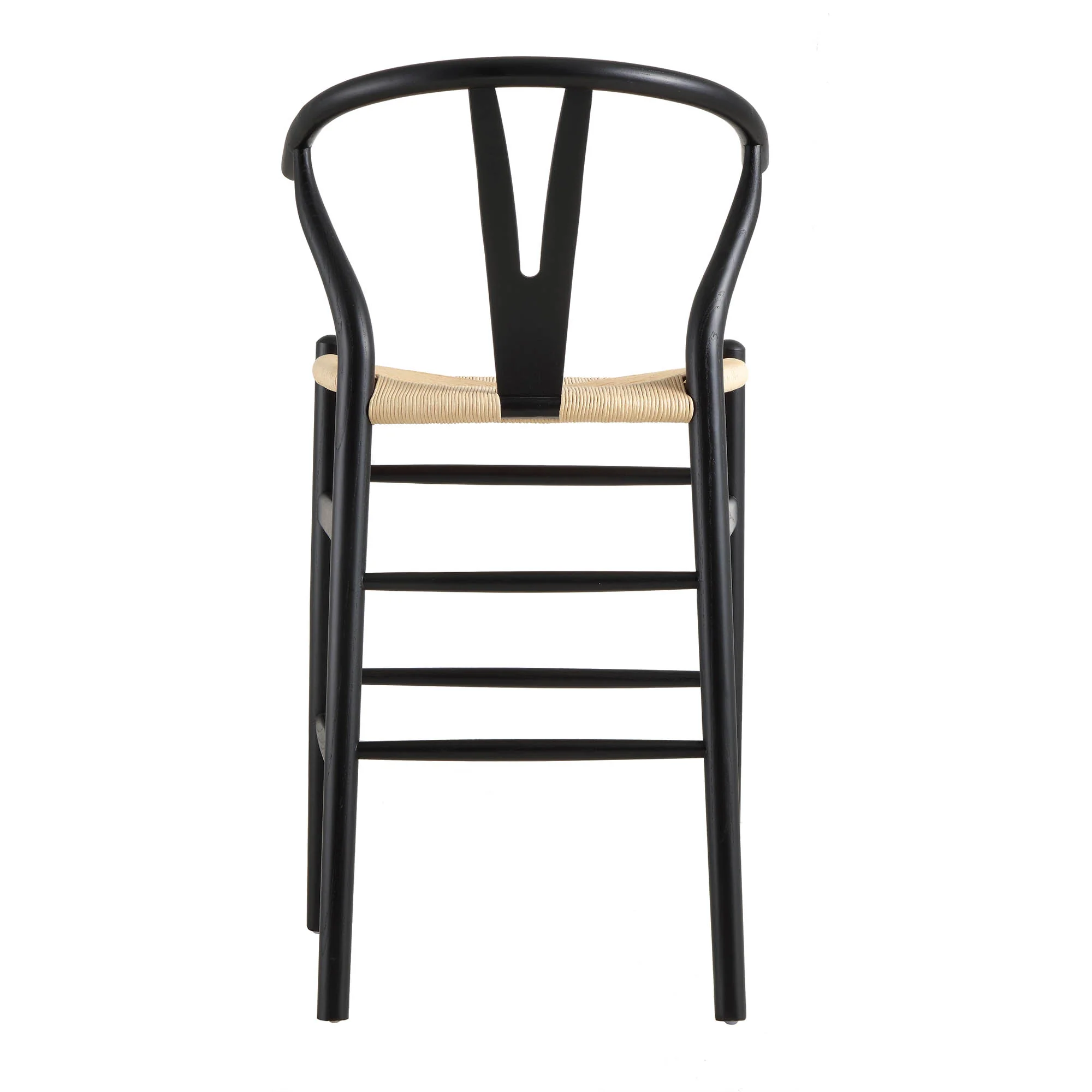 Hansel Wooden Natural Weave Counter Stool, Black Frame - Image 8
