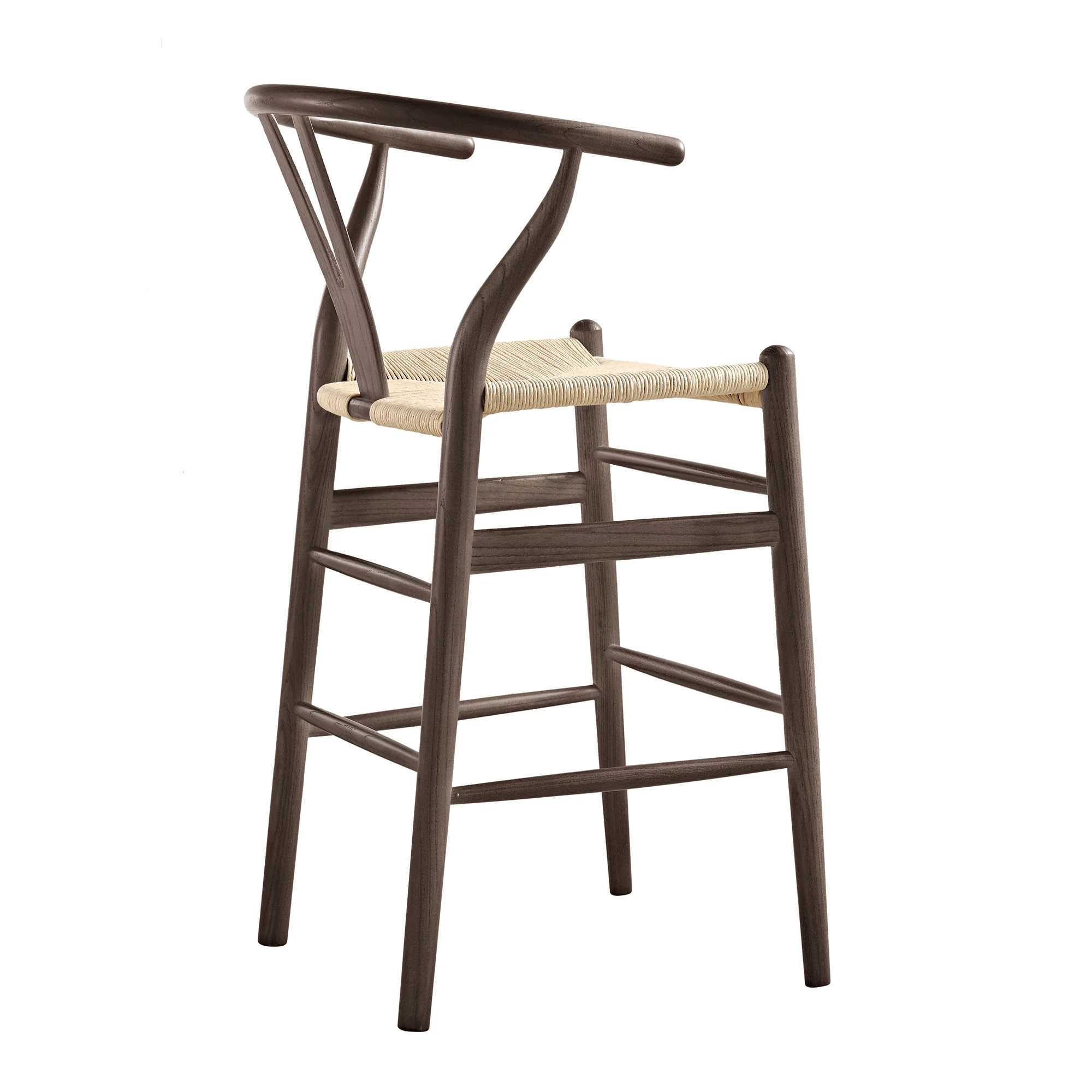Hansel Wooden Natural Weave Counter Stool, Dark Walnut Colour Frame - Image 6