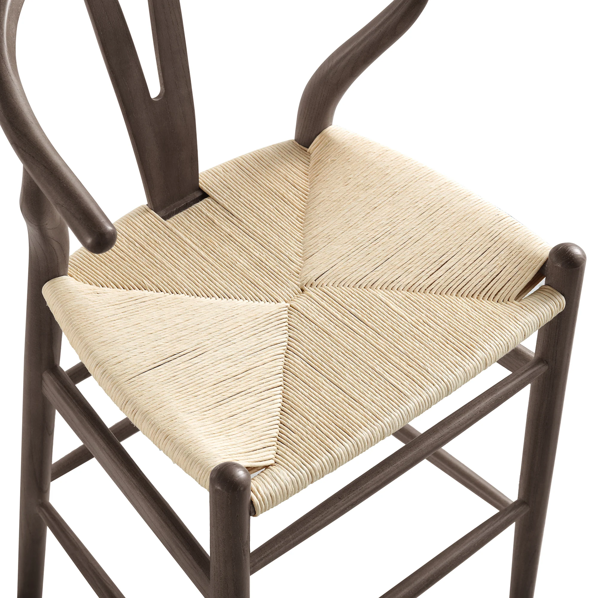 Hansel Wooden Natural Weave Counter Stool, Dark Walnut Colour Frame - Image 9