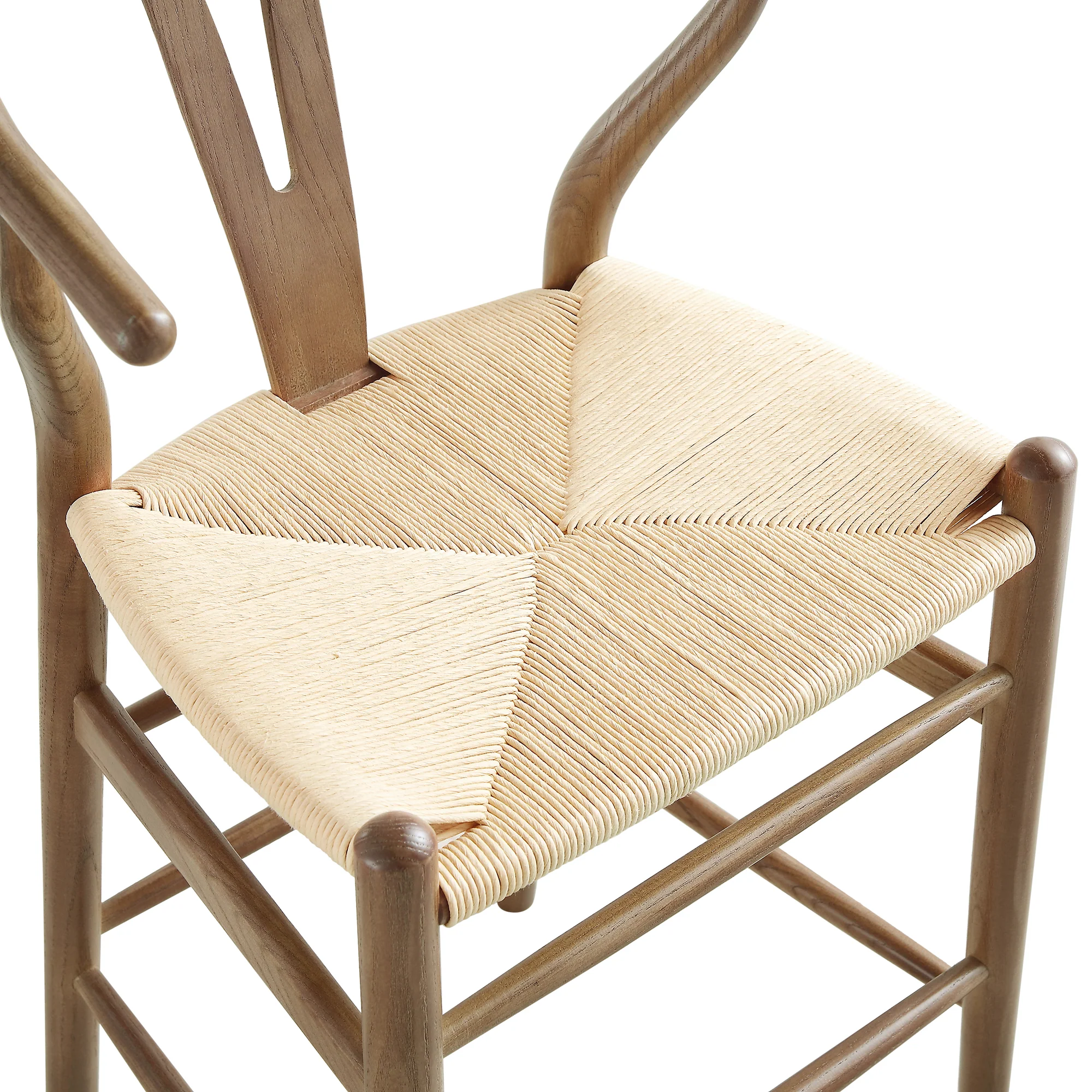 Hansel Wooden Natural Weave Counter Stool, Light Walnut Colour Frame - Image 10