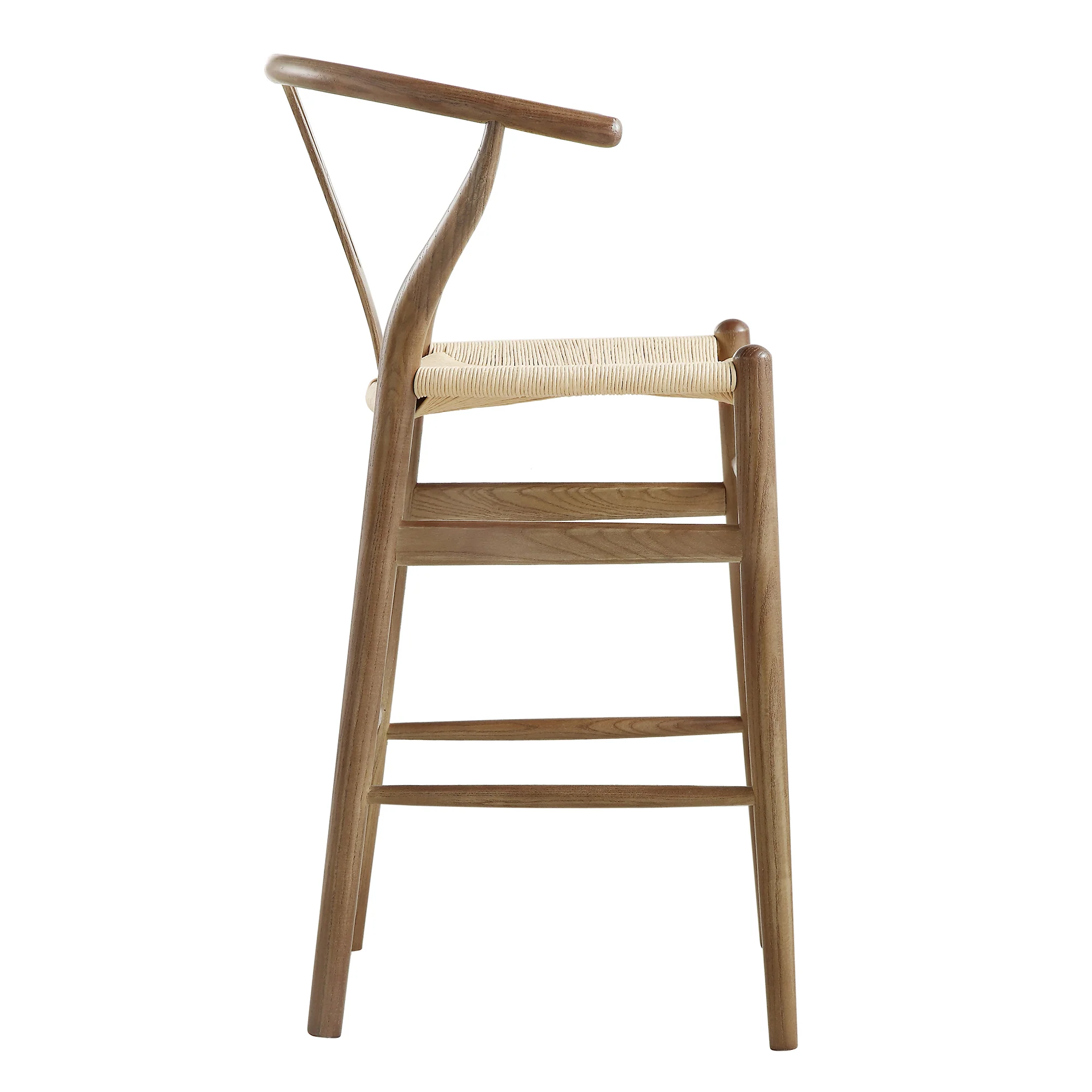 Hansel Wooden Natural Weave Counter Stool, Light Walnut Colour Frame - Image 5