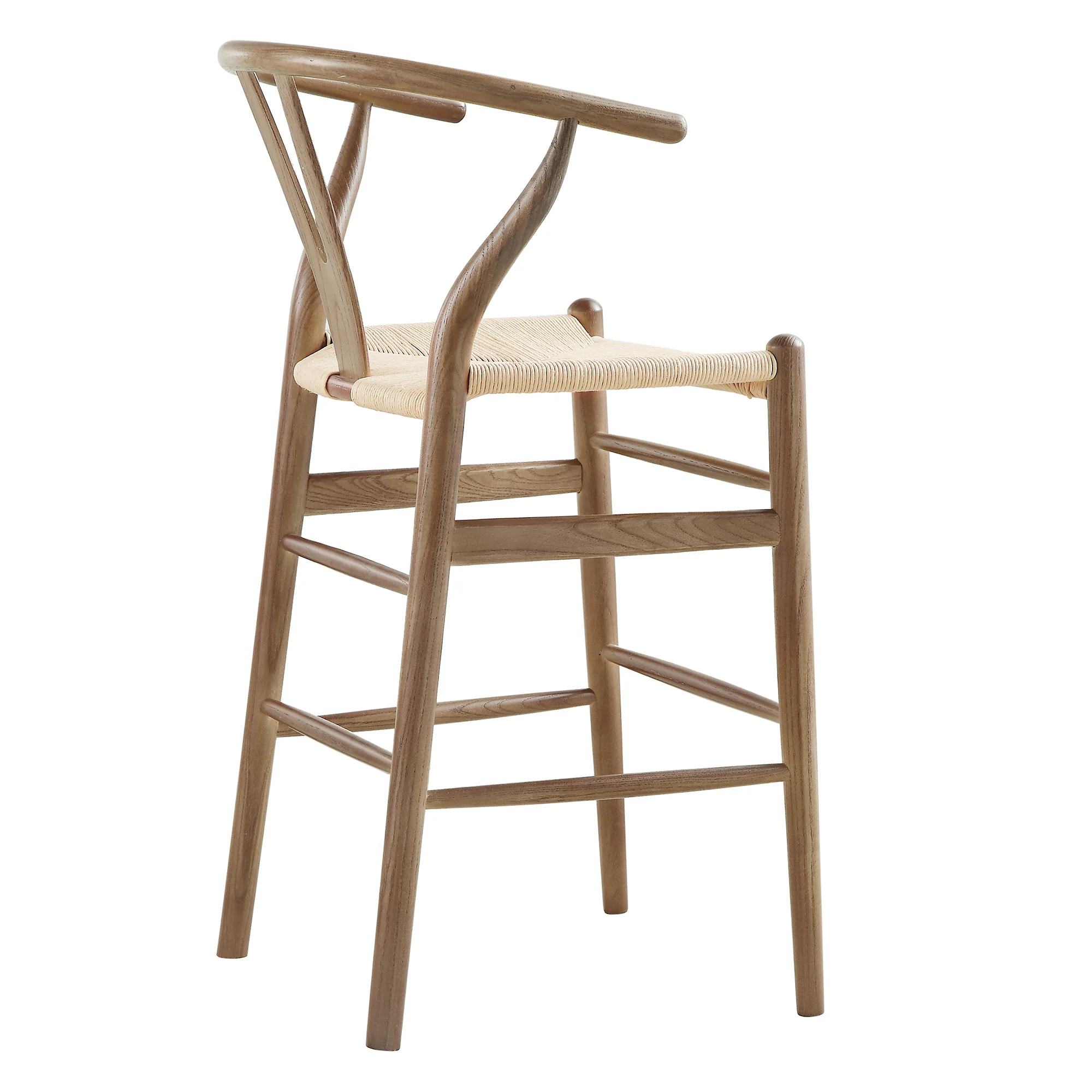 Hansel Wooden Natural Weave Counter Stool, Light Walnut Colour Frame - Image 6