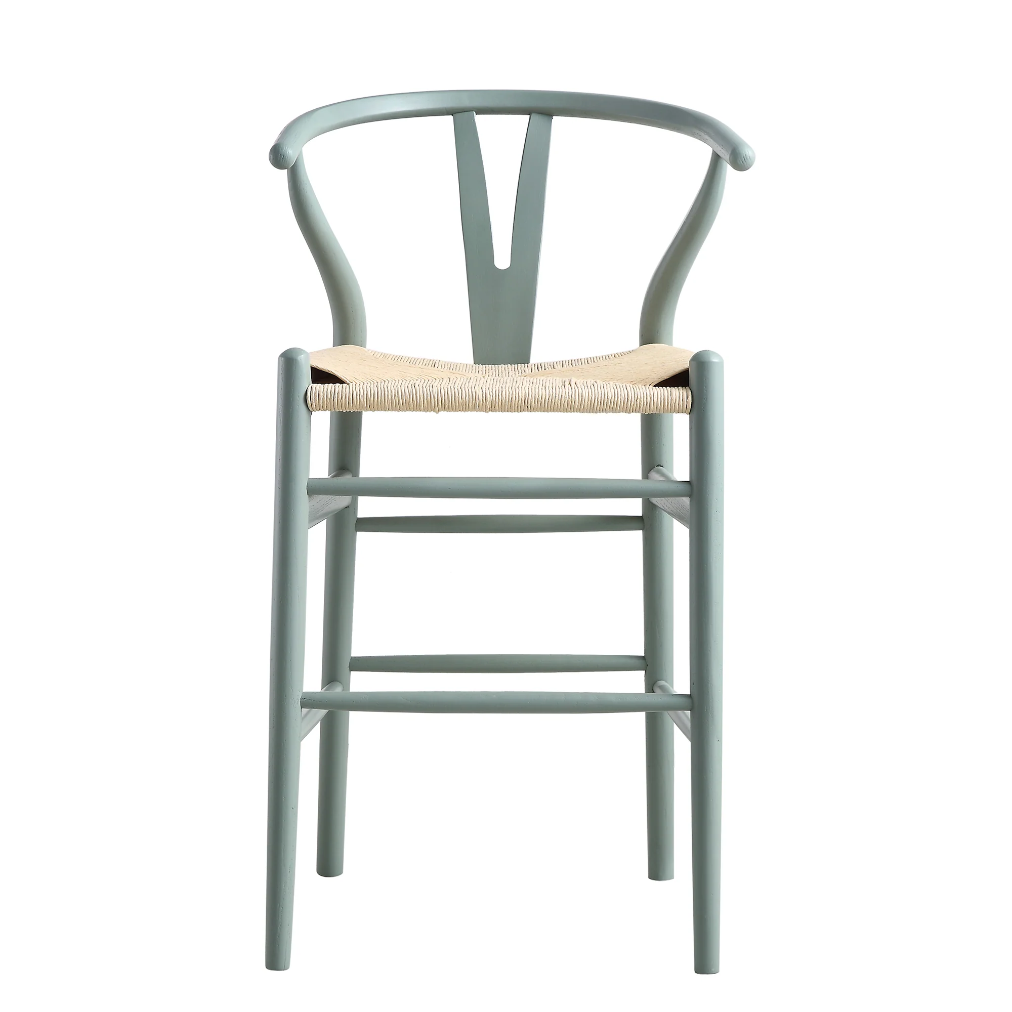 Hansel Wooden Natural Weave Counter Stool, Sage Green Frame - Image 4