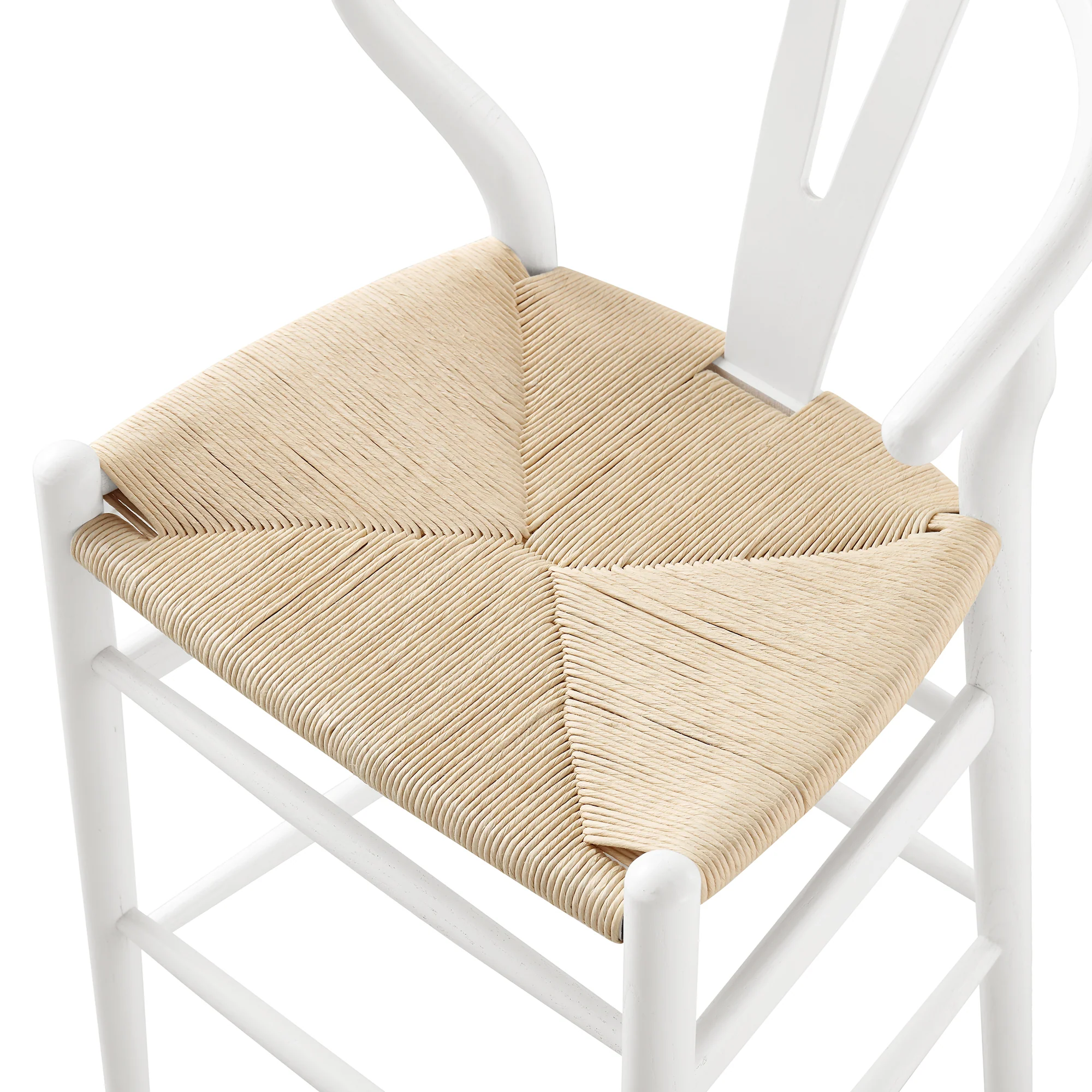 Hansel Wooden Natural Weave Counter Stool, White Frame - Image 13