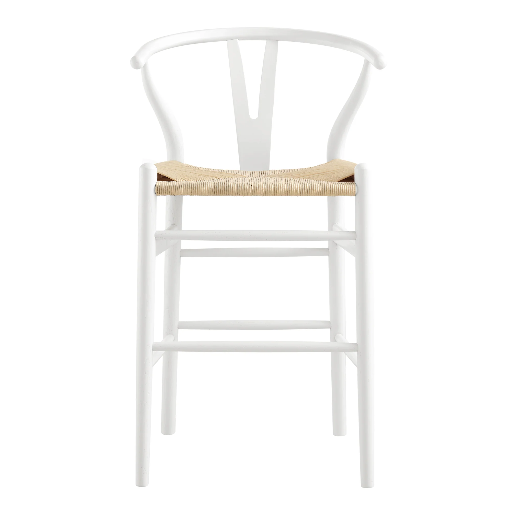 Hansel Wooden Natural Weave Counter Stool, White Frame - Image 4
