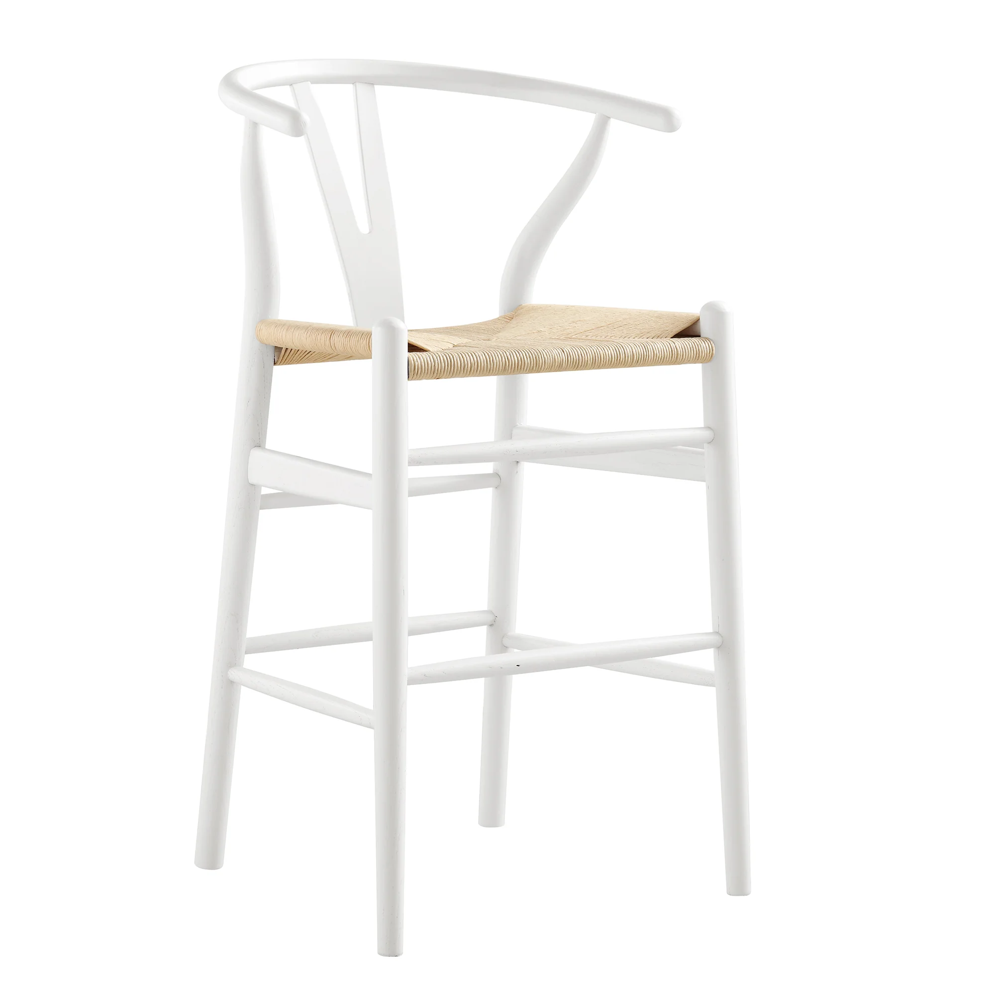 Hansel Wooden Natural Weave Counter Stool, White Frame - Image 5