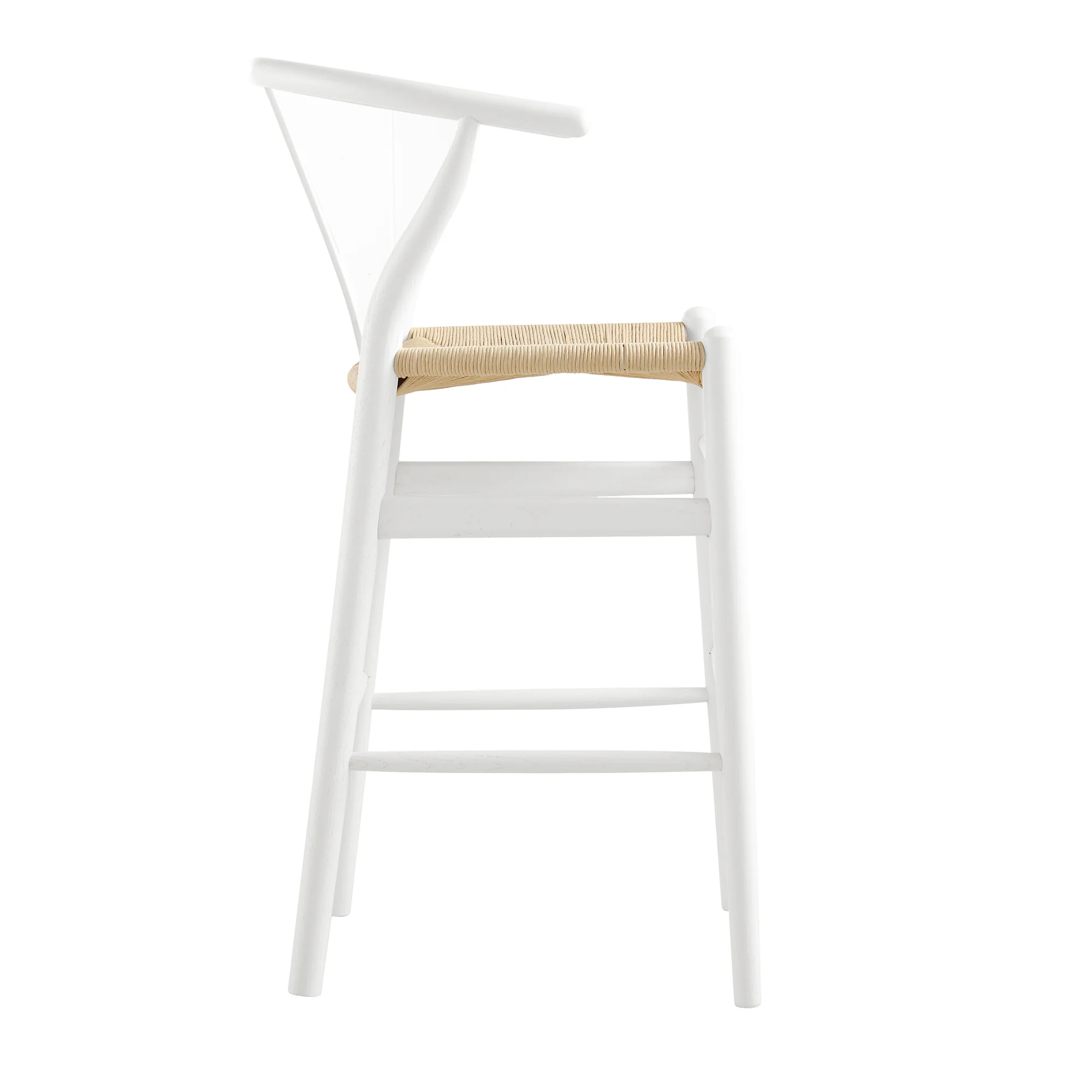 Hansel Wooden Natural Weave Counter Stool, White Frame - Image 8