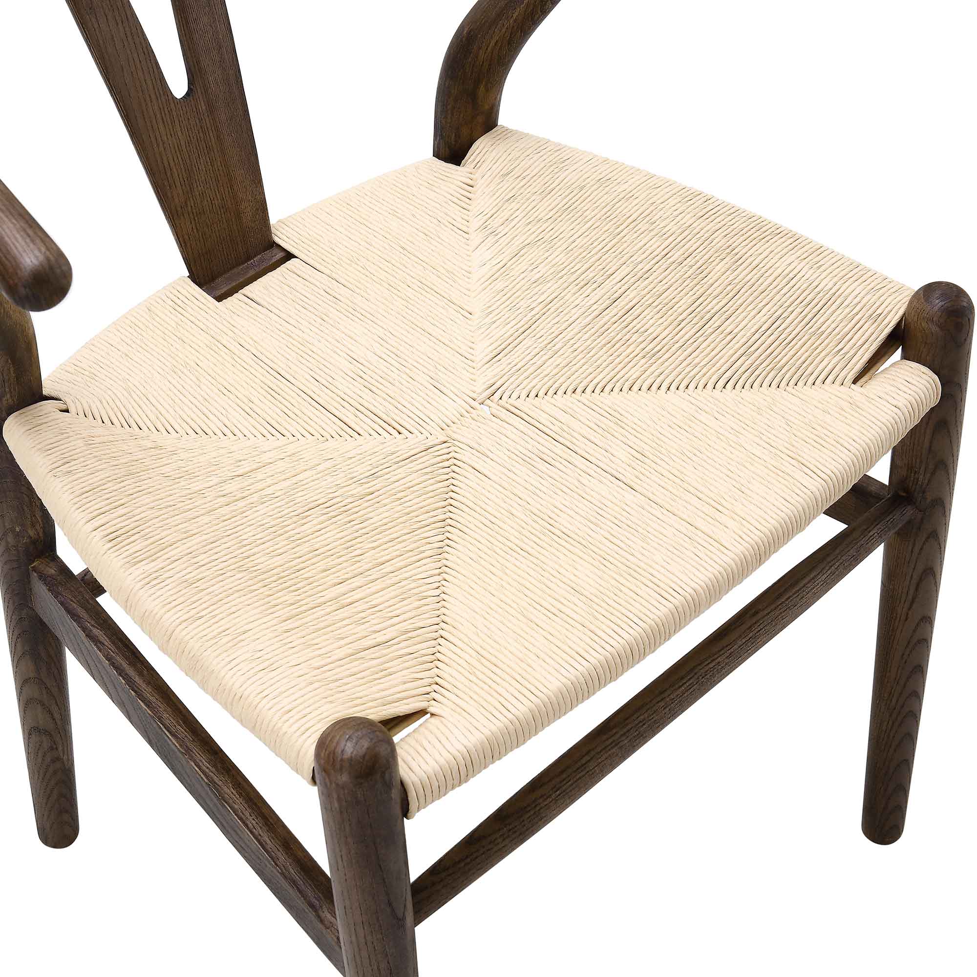 Hansel Wooden Natural Weave Dining Chair, Dark Walnut Colour Frame - Image 10