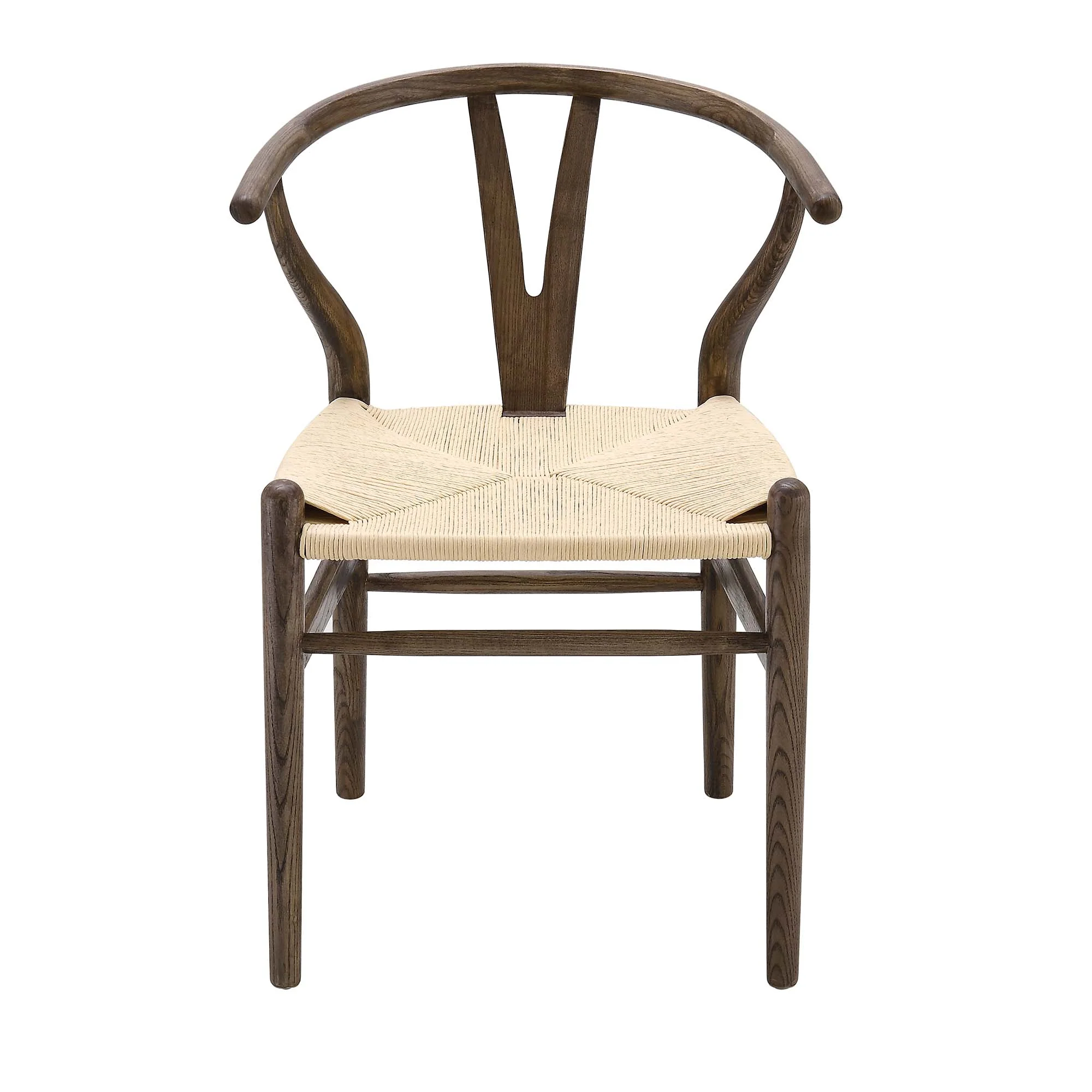 Hansel Wooden Natural Weave Dining Chair, Dark Walnut Colour Frame - Image 7