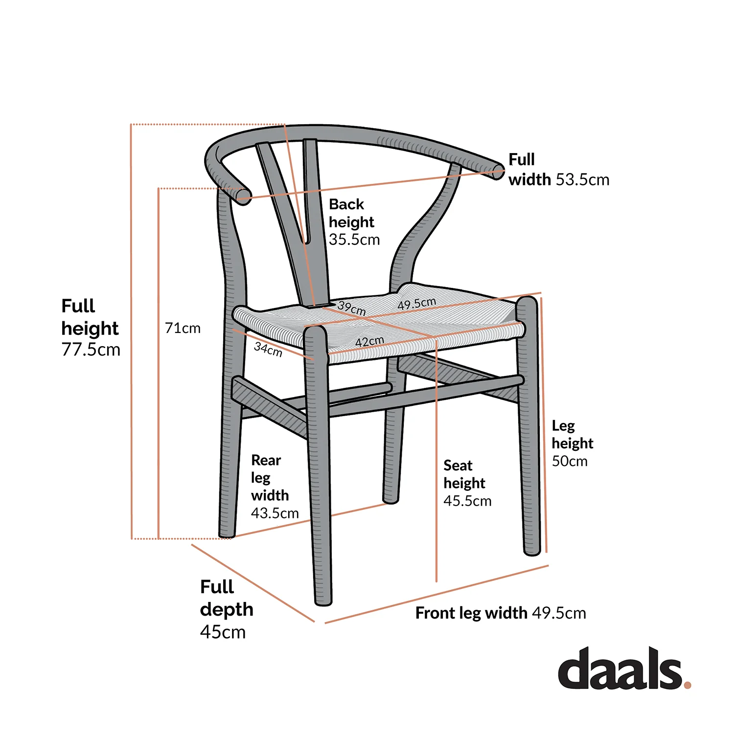 Hansel Wooden Natural Weave Dining Chair, Light Walnut Colour Frame - Image 4