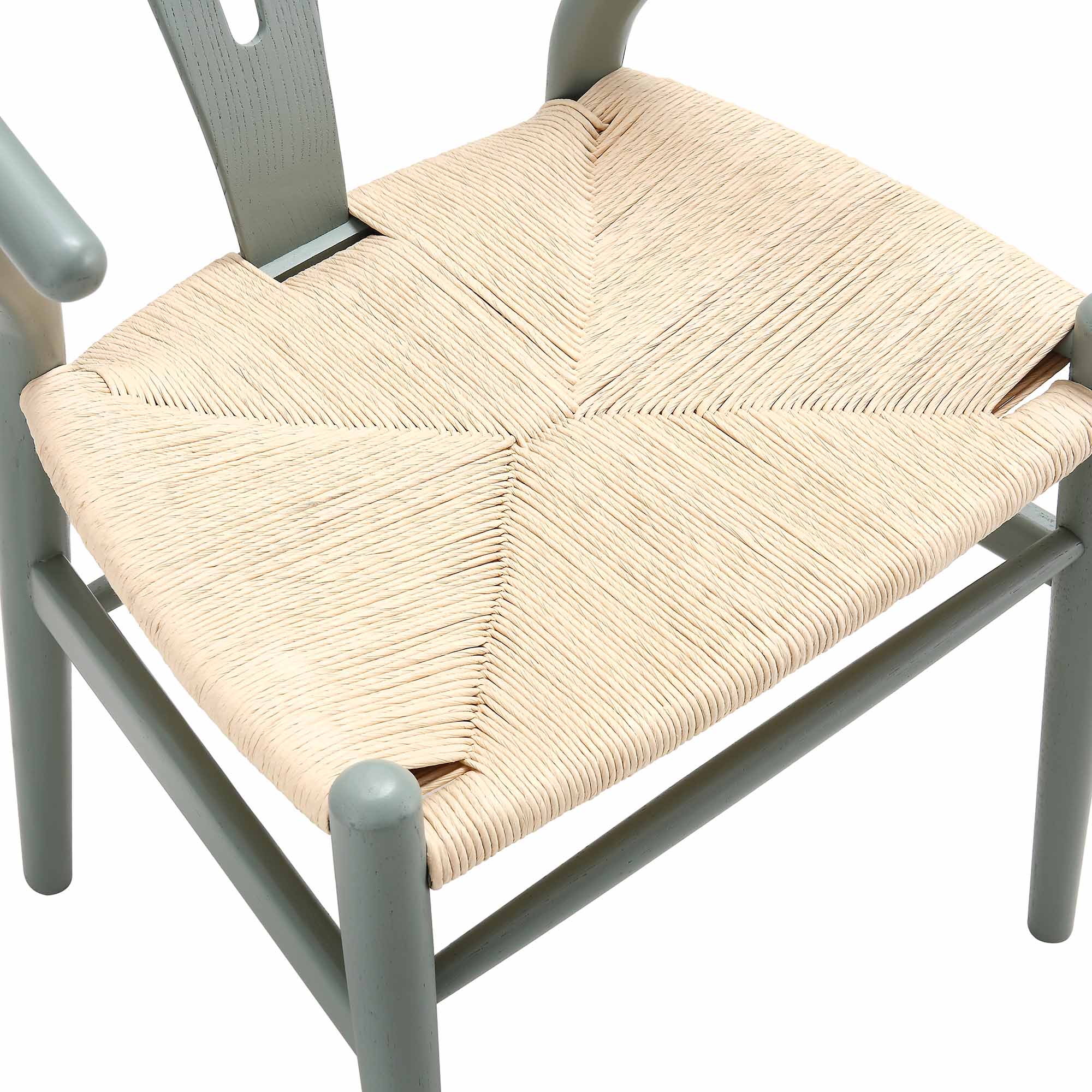 Hansel Wooden Natural Weave Dining Chair, Sage Green Colour Frame - Image 10