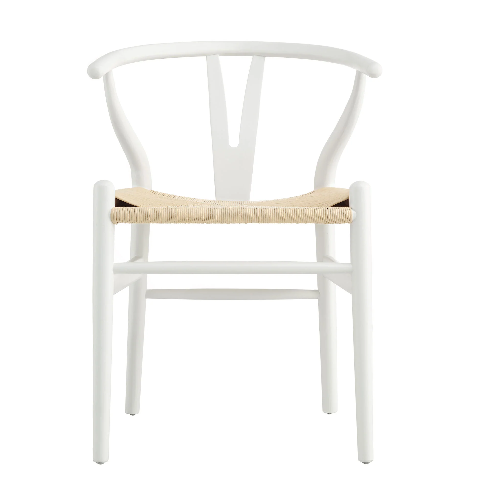 Hansel Wooden Natural Weave Dining Chair, White Colour Frame - Image 3