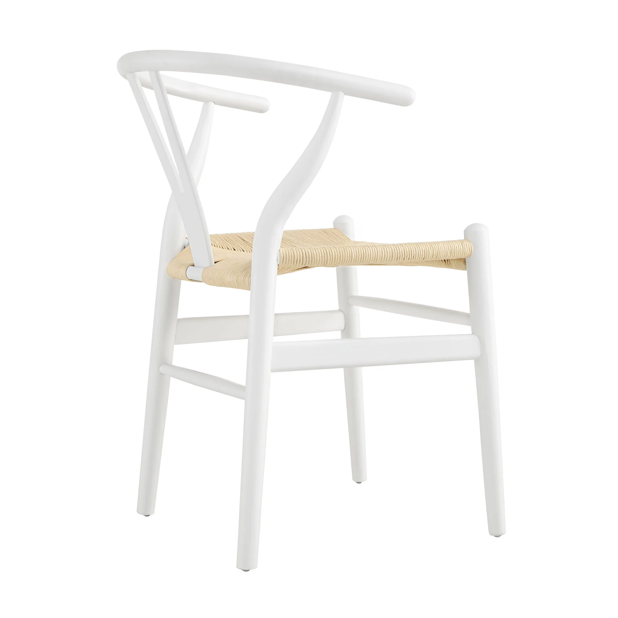 Hansel Wooden Natural Weave Dining Chair, White Colour Frame - Image 6