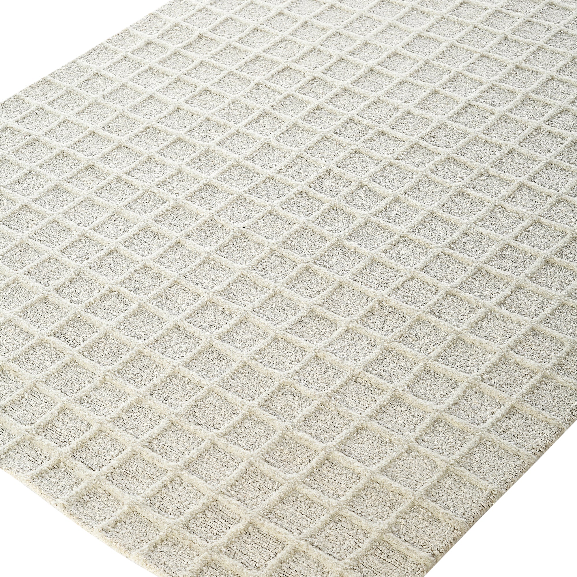 Harlem Cream Wool and Jute Checkered Hand Tufted Rectangular Rug - Image 4