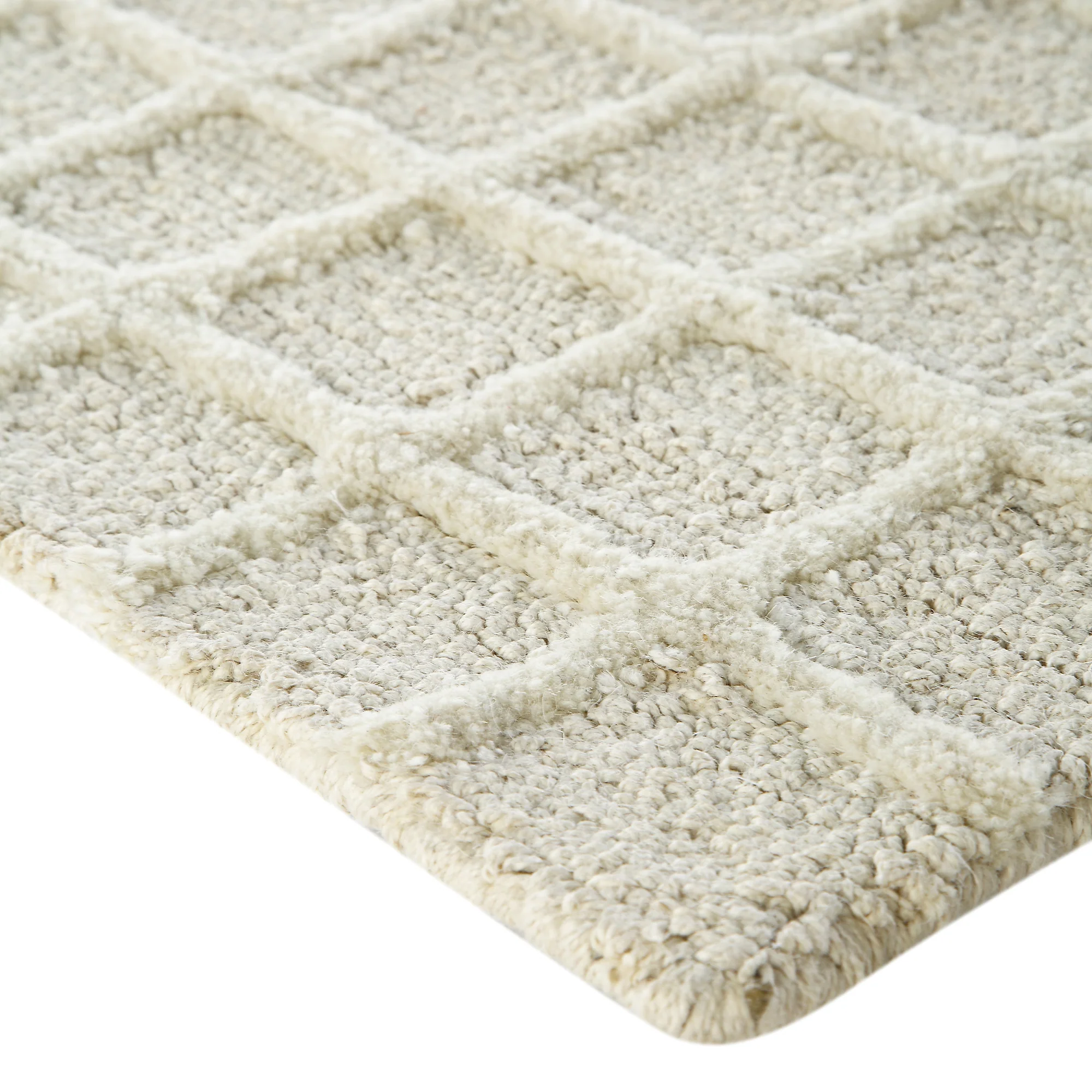 Harlem Cream Wool and Jute Checkered Hand Tufted Rectangular Rug - Image 6