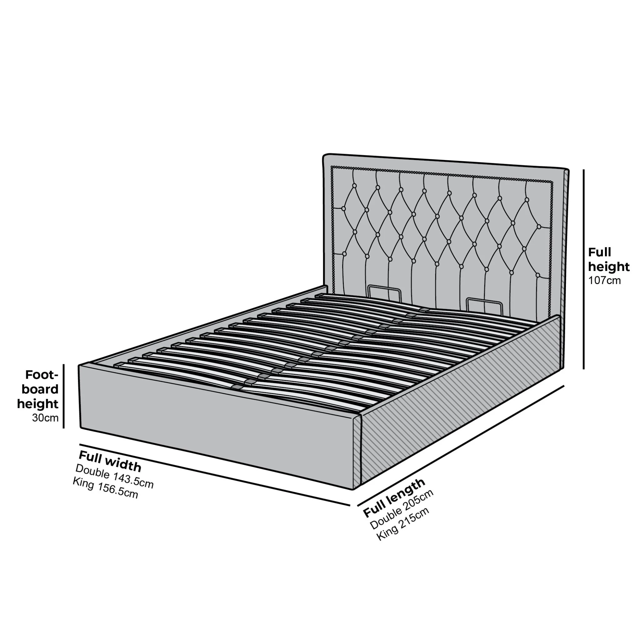 Hartwell Upholstered Ottoman Storage Bed with Deeply Buttoned Headboard (Grey Velvet) - Image 5