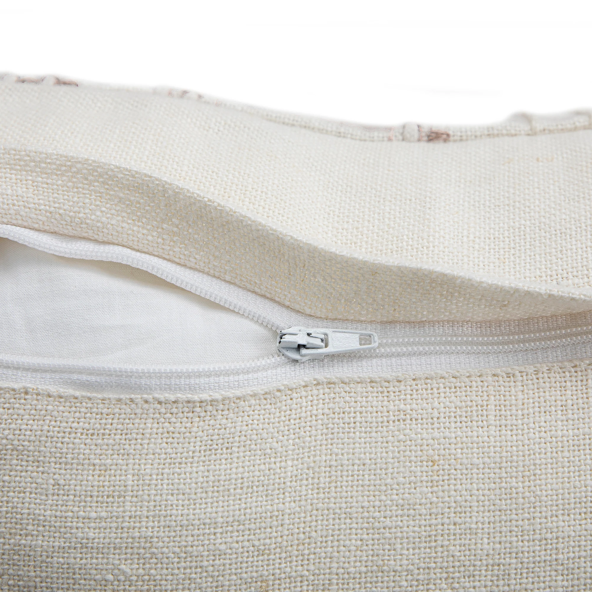 Hattie Light Taupe Embroidered 100% Linen Cushion - Image 5