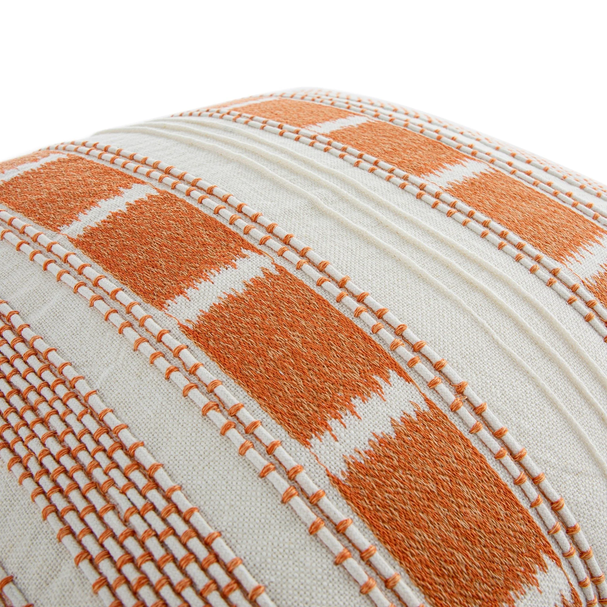Hattie Orange Embroidered 100% Linen Cushion - Image 2