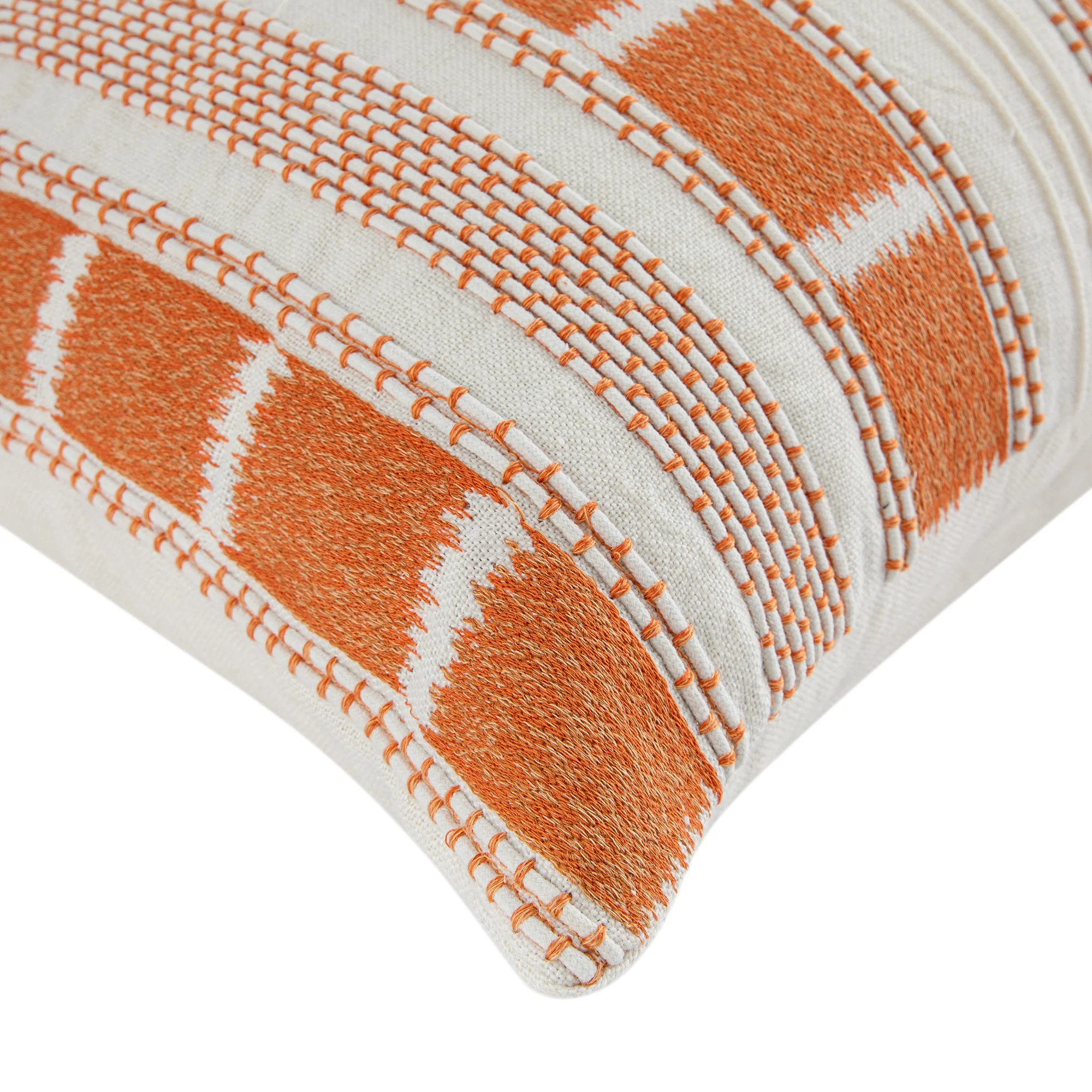 Hattie Orange Embroidered 100% Linen Cushion - Image 4
