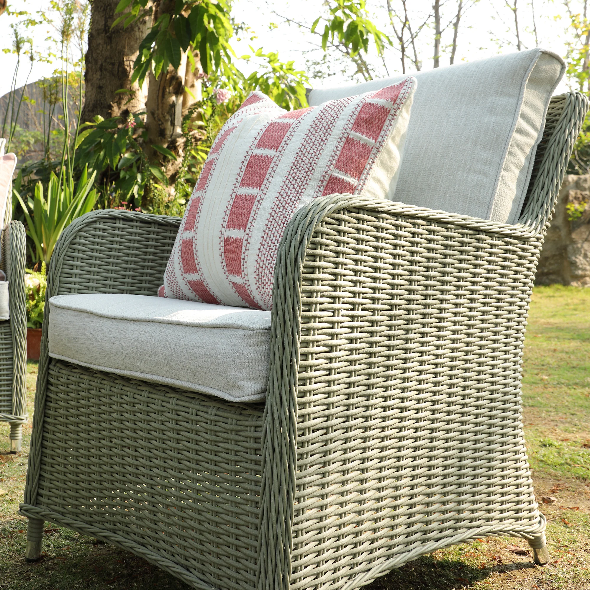 Hattie Pink Embroidered 100% Linen Cushion - Image 2