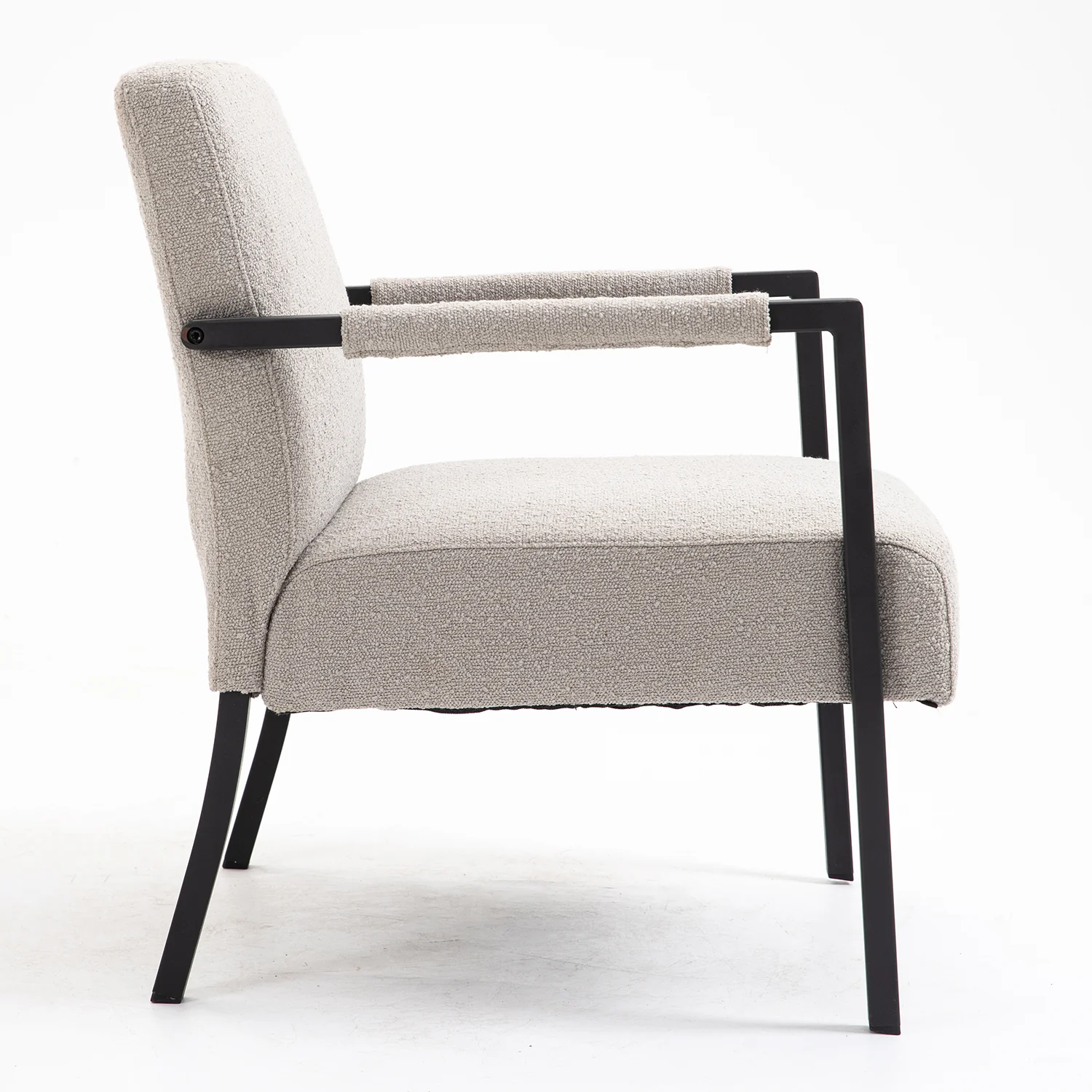 Hatton Steel Frame Boucle Accent Chair (Grey) - Image 8
