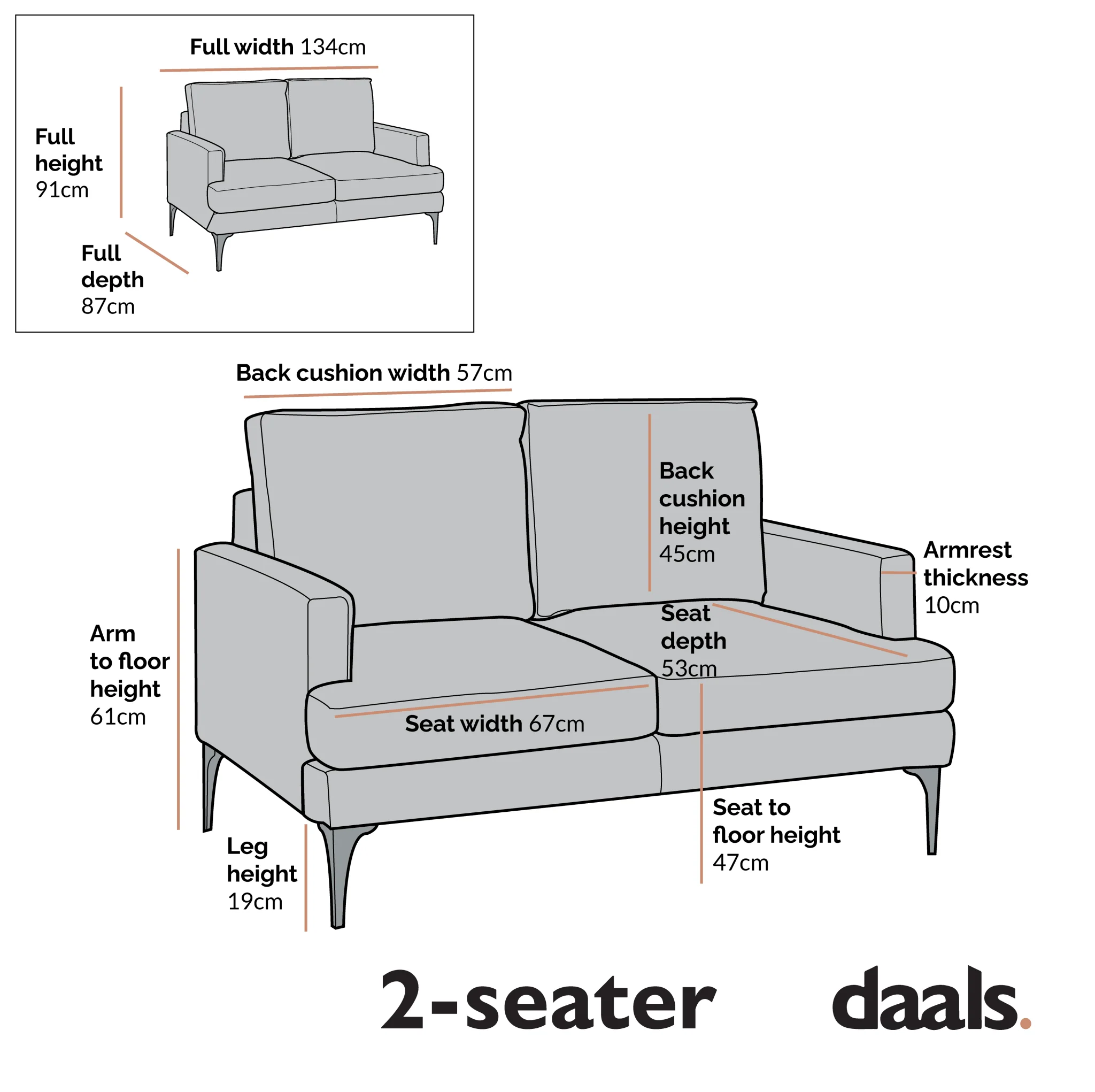 Haven Grey Fabric 2-Seater Sofa - Image 8