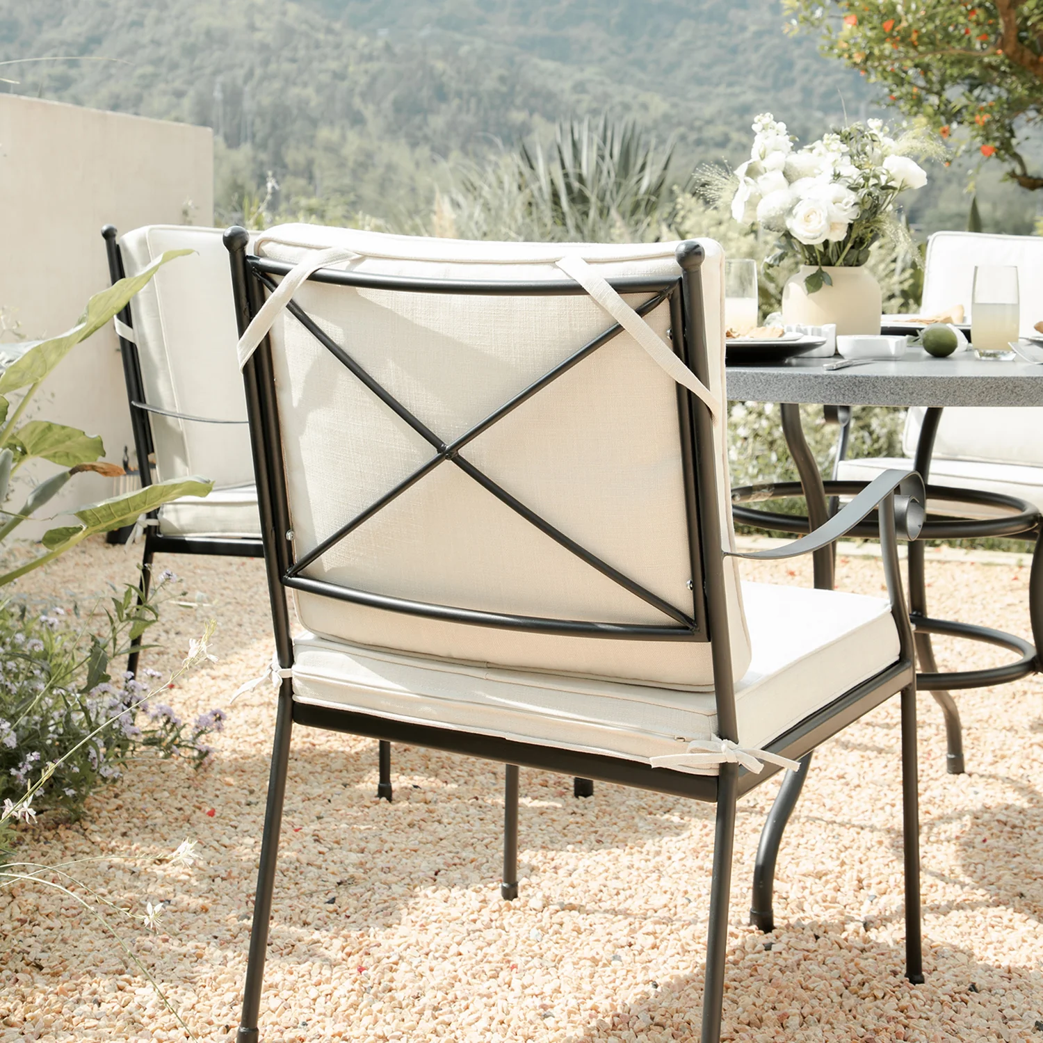 Haymes Indoor and Outdoor Metal 4-Seater Round Dining Set, Beige - Image 4