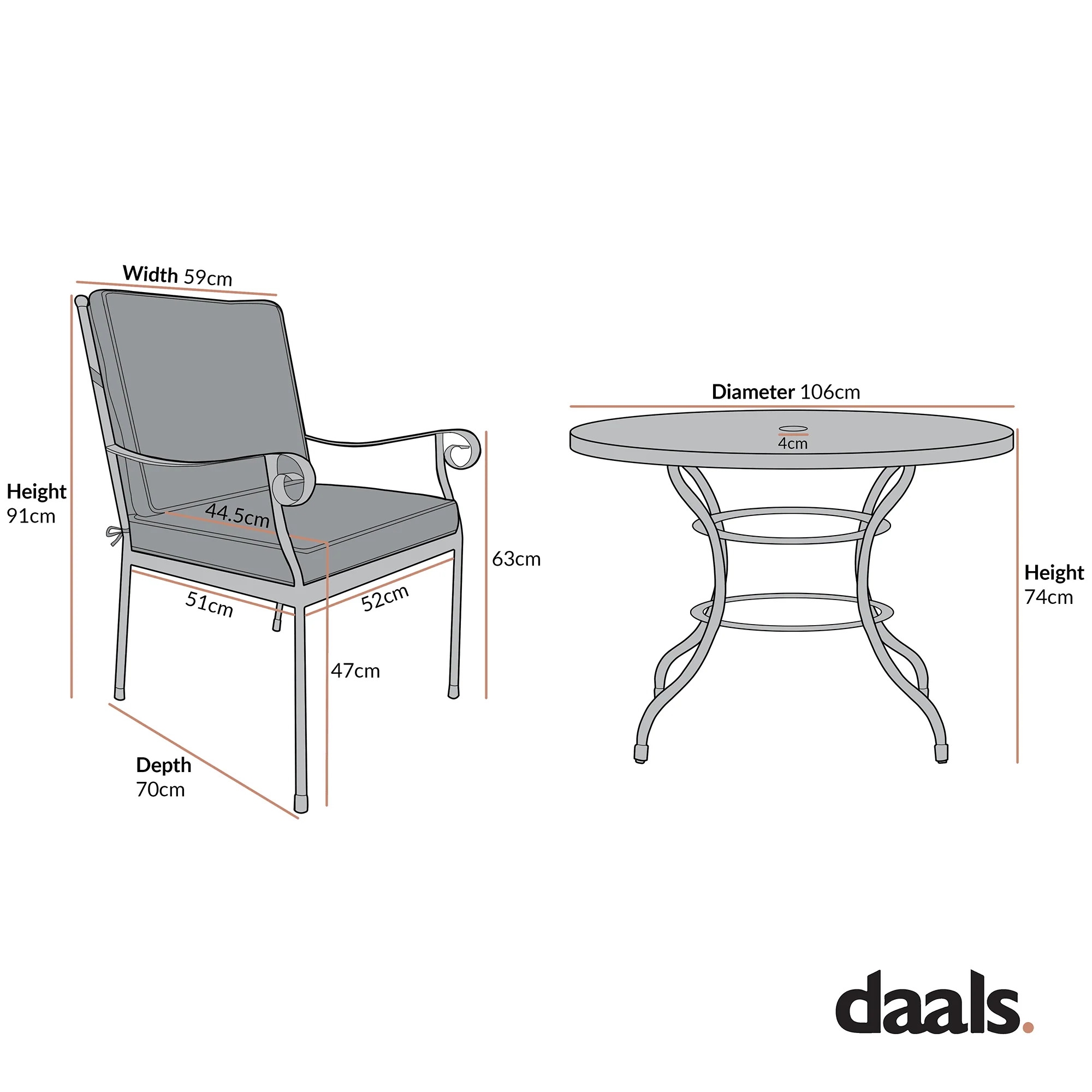Haymes Indoor and Outdoor Metal 4-Seater Round Dining Set, Reseda Green - Image 3