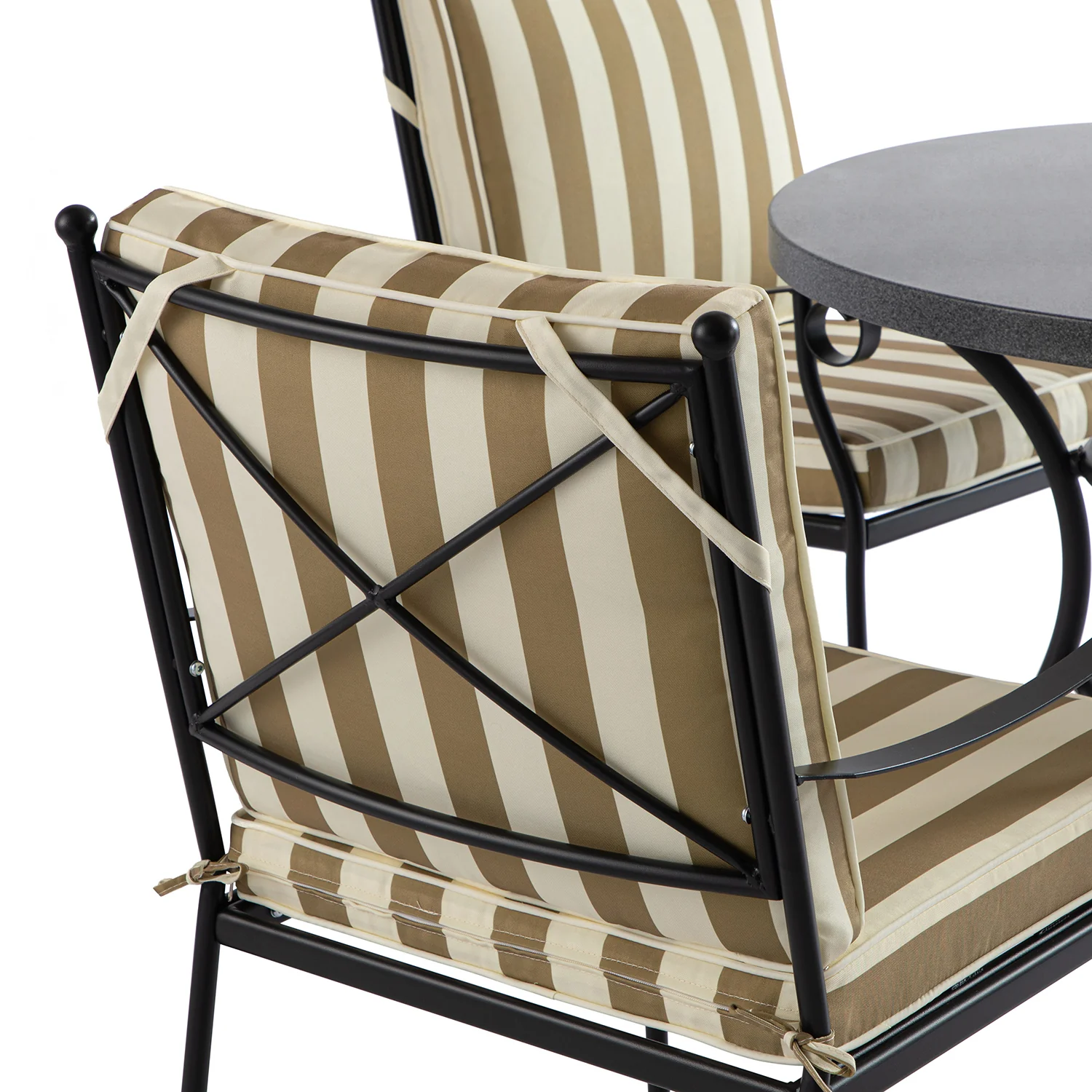 Haymes Indoor and Outdoor Metal 4-Seater Round Dining Set, Khaki Stripe - Image 14