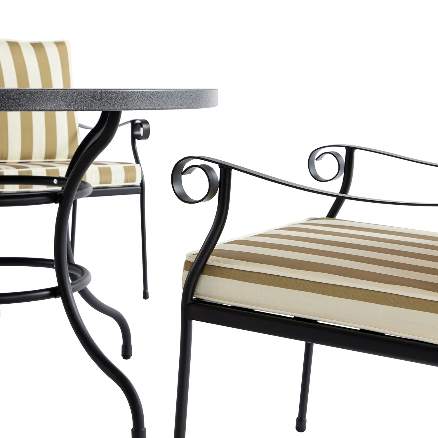 Haymes Indoor and Outdoor Metal 4-Seater Round Dining Set, Khaki Stripe - Image 16