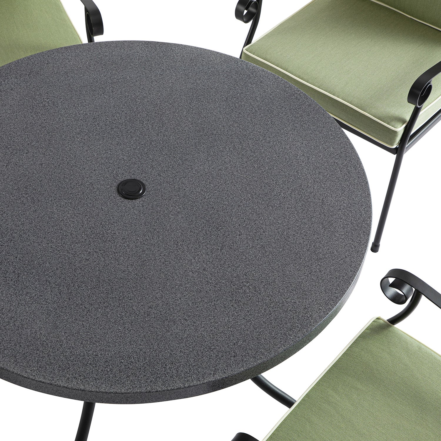 Haymes Indoor and Outdoor Metal 4-Seater Round Dining Set, Reseda Green - Image 5
