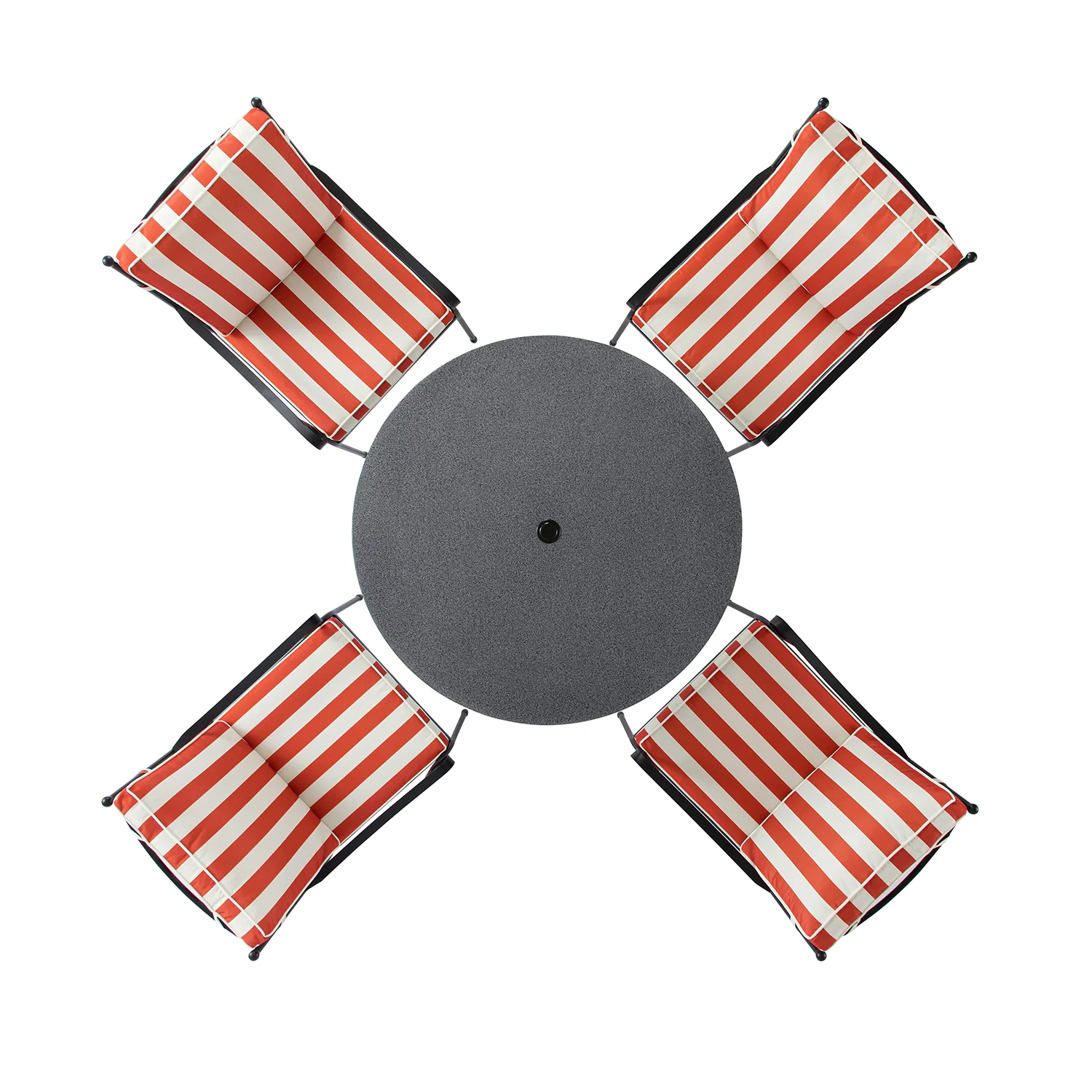 Haymes Indoor and Outdoor Metal 4-Seater Round Dining Set, Scarlet Stripe - Image 3