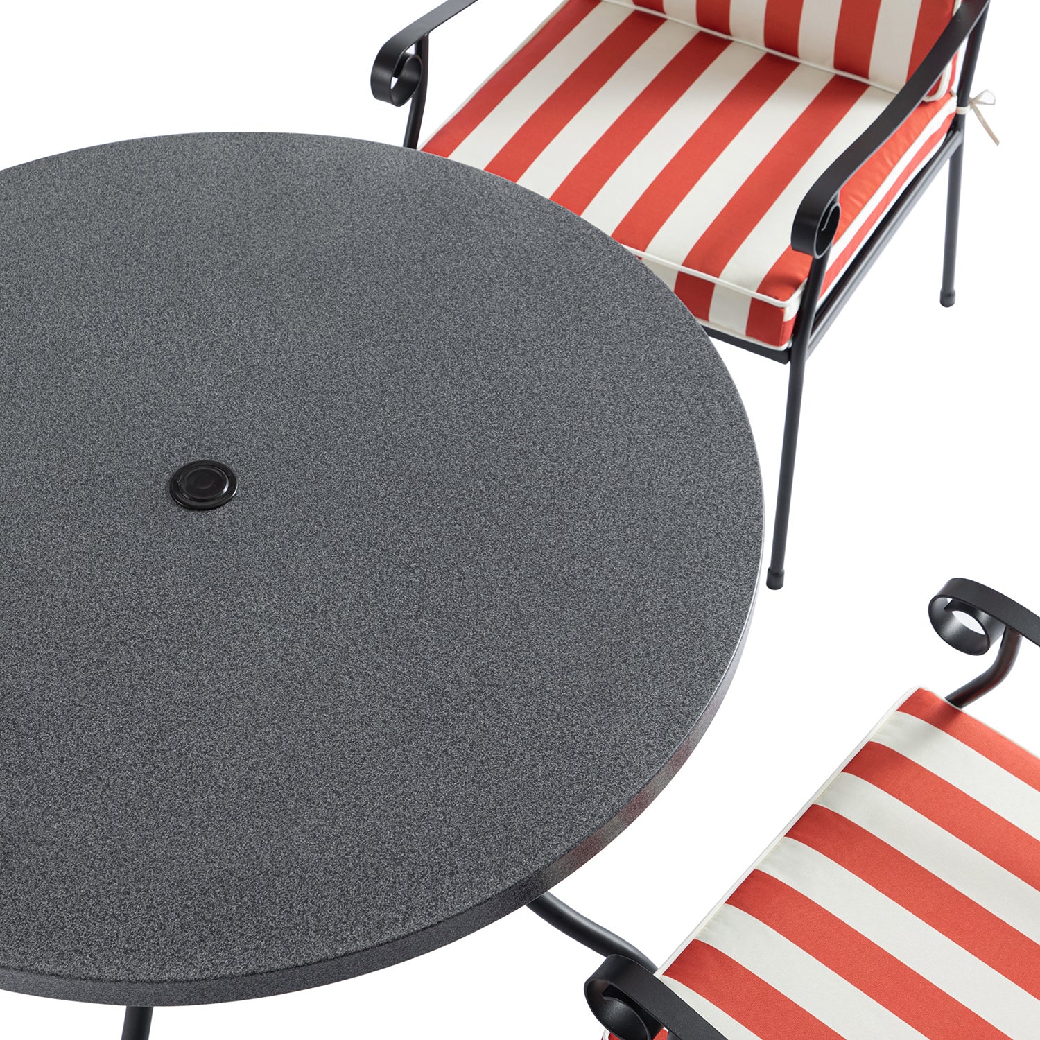Haymes Indoor and Outdoor Metal 4-Seater Round Dining Set, Scarlet Stripe - Image 5