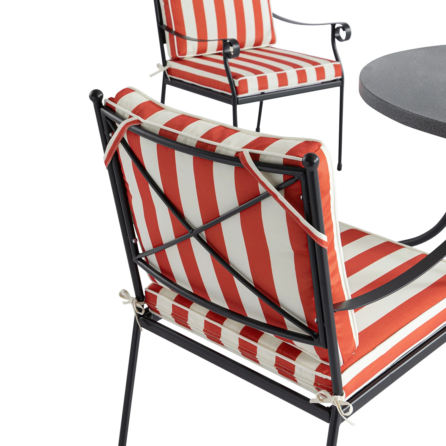 Haymes Indoor and Outdoor Metal 4-Seater Round Dining Set, Scarlet Stripe - Image 6